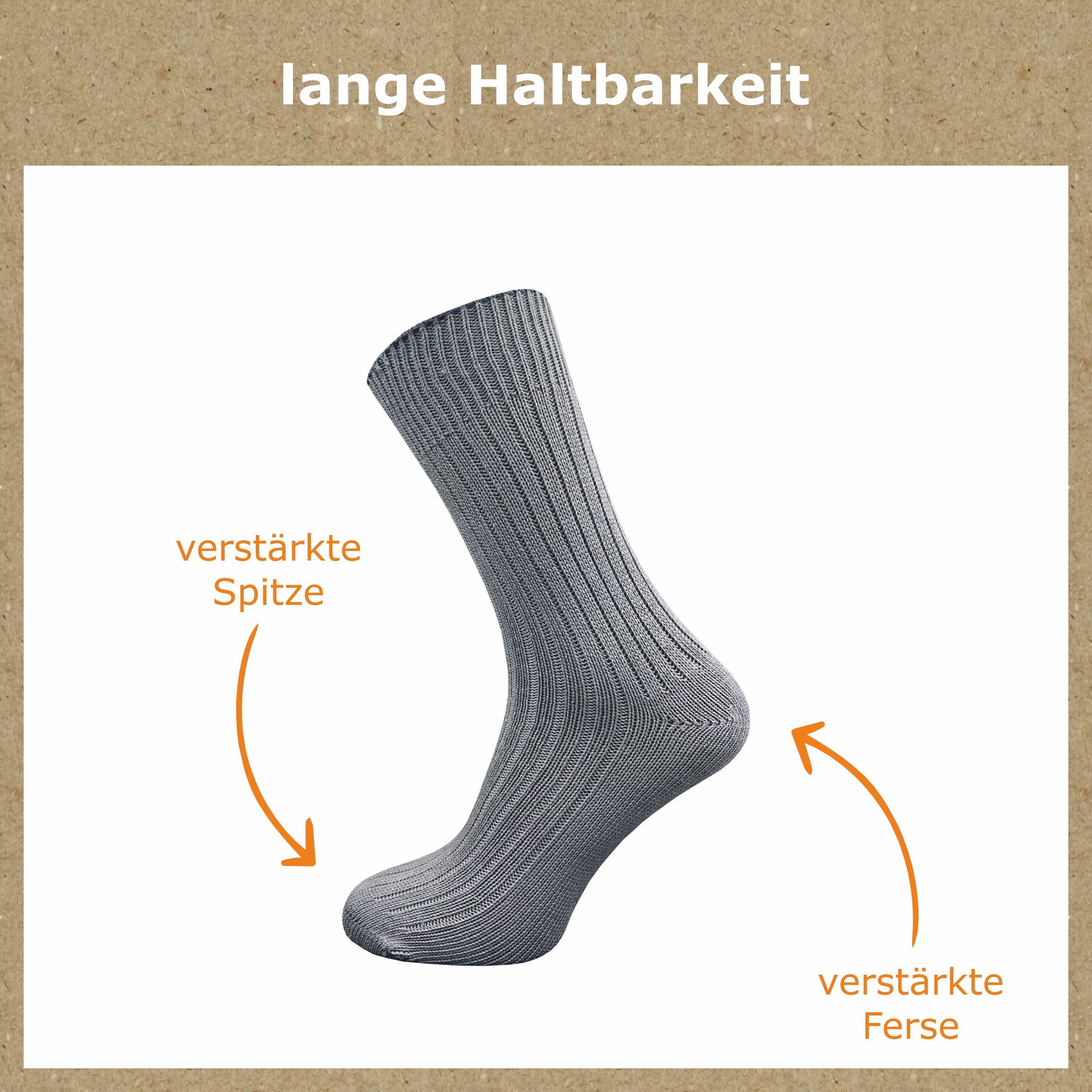 GAWILO Komfortsocken "Natur" aus 100% reiner, naturbelassener Baumwolle für Damen & Herren (6 Paar) Etwas gröber gestrickt für extra Tragekomfort & angenehmes Hautgefühl