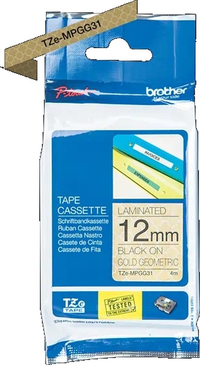 Brother Beschriftungsband Schriftbandkassette TZe-MPGG31 schwarz/gold (geometrisch)
