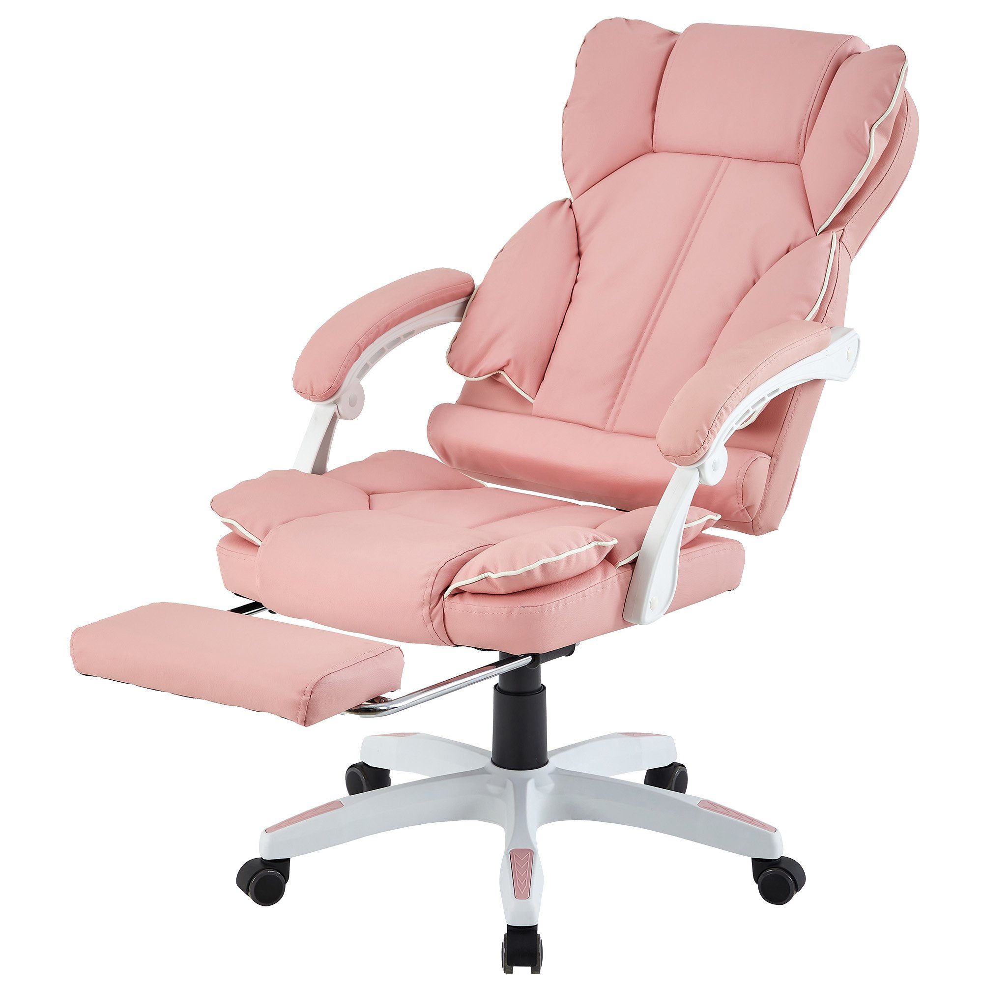 (1 Rosa - Office Chefsessel Home im mit TRISENS Lederoptik-Design Weiß Rafael Chair Stück), Polsterung extra Bürostuhl