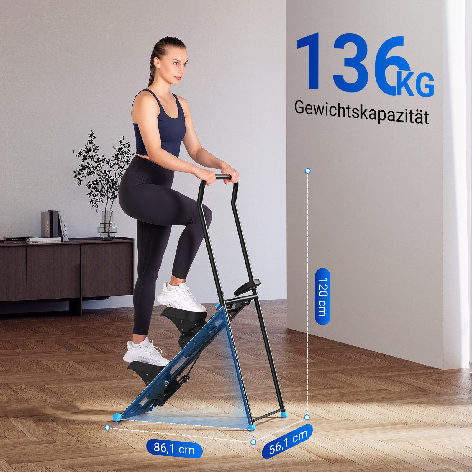 MERACH Stepper 2025 Neues Stair Stepper für Heimtraining, Rehabilitation (Tragbarer Crosstrainer Stepper klappbar mit 3 Widerstandsstufen, mit LCD-Schirm & verstellbare Lenker & Rutschfeste Pedale), Vertical Climber Maschine für Ganzkörper-Workout