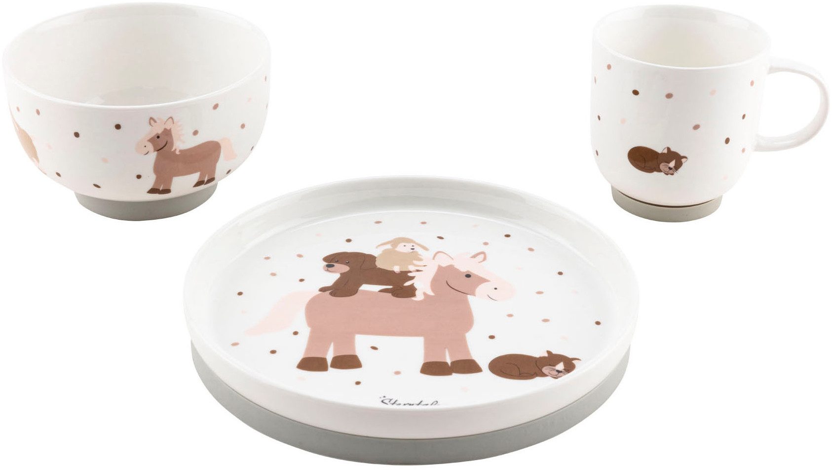 Sterntaler® Kindergeschirr-Set Bauernhof (3-tlg), Porzellan