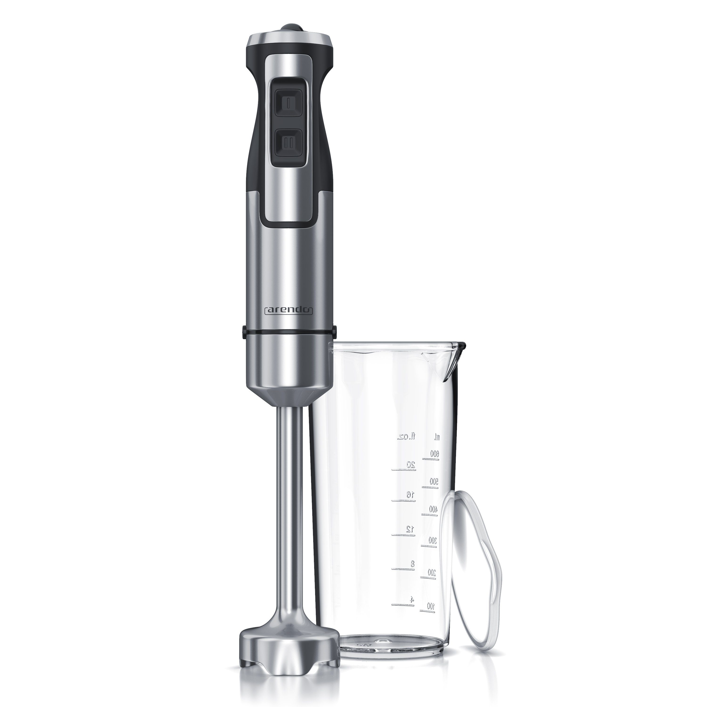 Arendo Stabmixer Edelstahl Pürierstab mit Messbecher, Handmixer, stufenlose Regelung, 1000 W, vierflügeliges Messer, Turbotaste, Abnehmbarer Mixfuß, GS Geprüft