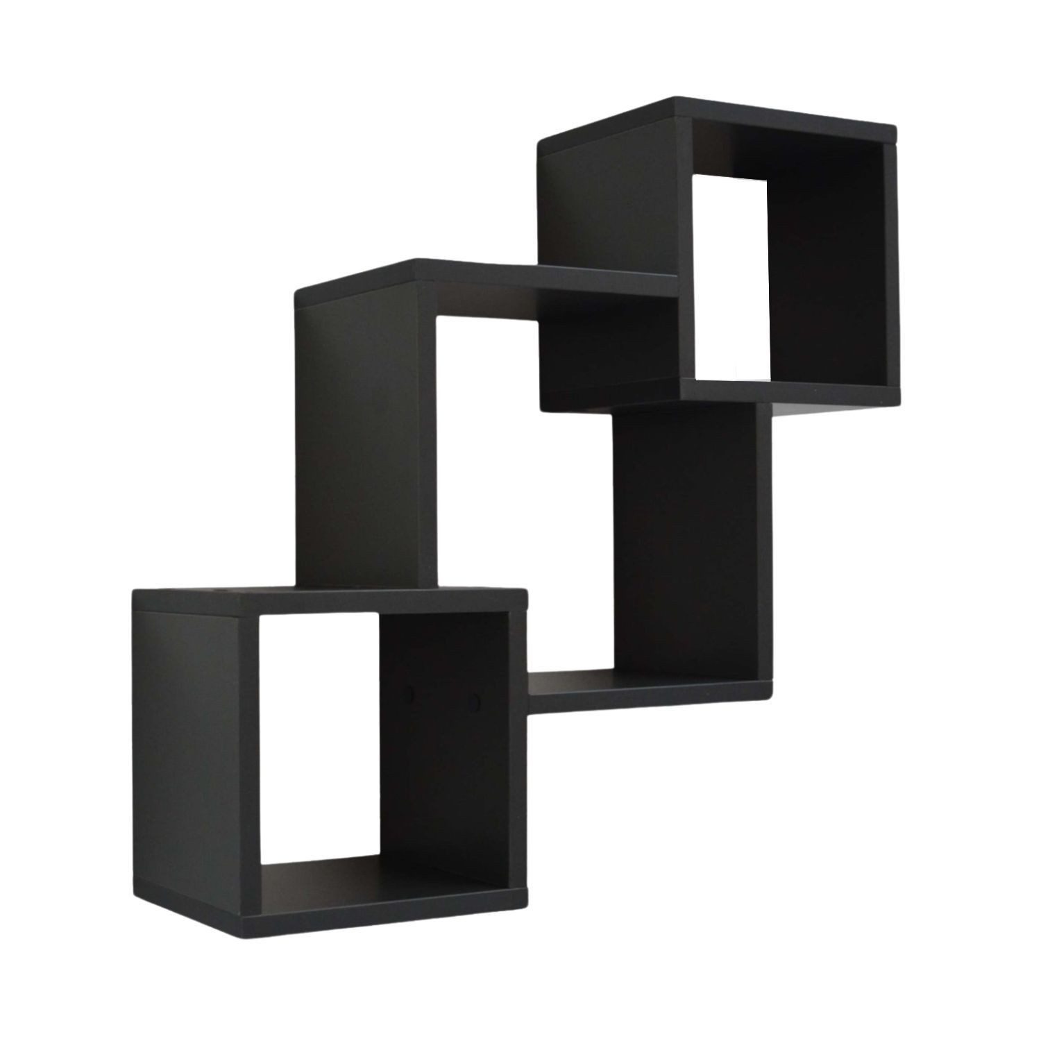 Mein-Regal Wandregal CONNECT, Schwarz Hängeregal 65x20x60 cm Bücherregal aus Holz MDF Schweberegal
