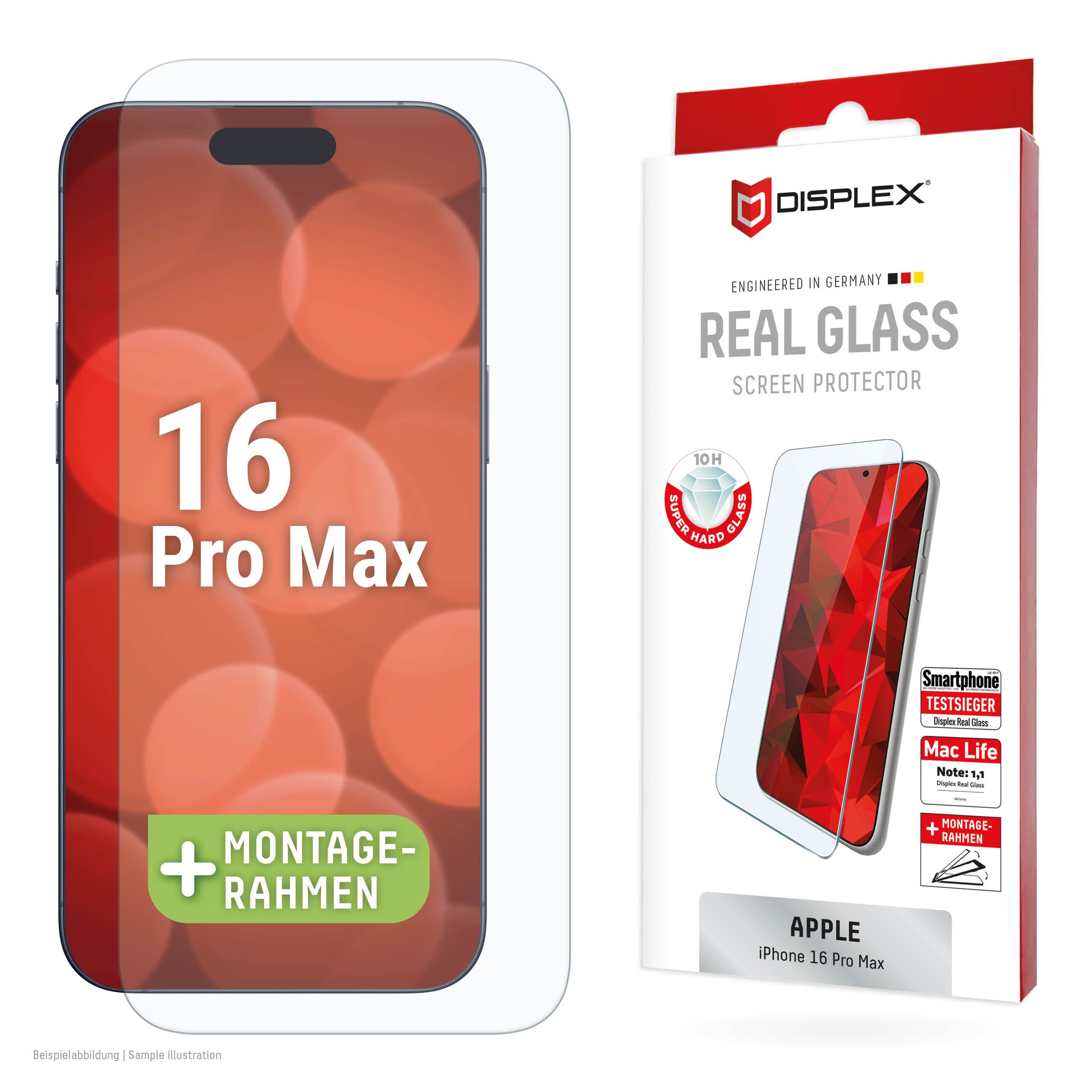 Displex Displayschutzglas DISPLEX Panzerglas Real Glass (2D) für iPhone 16 Pro Max