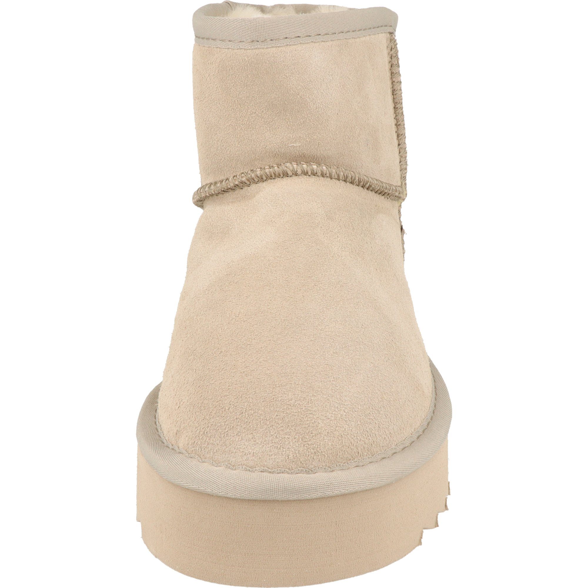 mind. piece Schuhe Winterboots 264-713 Leder Stiefel Gefüttert of Plateau Damen Beige