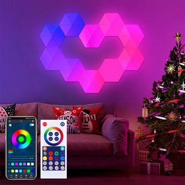 Sunicol LED Dekolicht LED Wandleuchte Hexagon Licht,Farbwechsel Sechseck Wand, Tageslichtweiß, Musik Sync