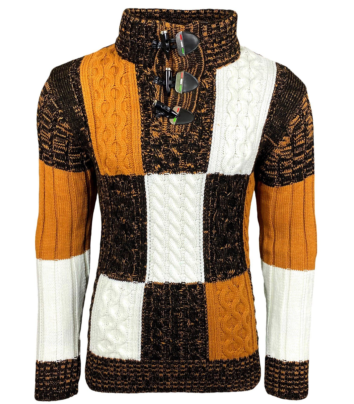 Strickpullover Baxboy Herren Grobstrick Pullover Stehkragen Pulli B-51112
