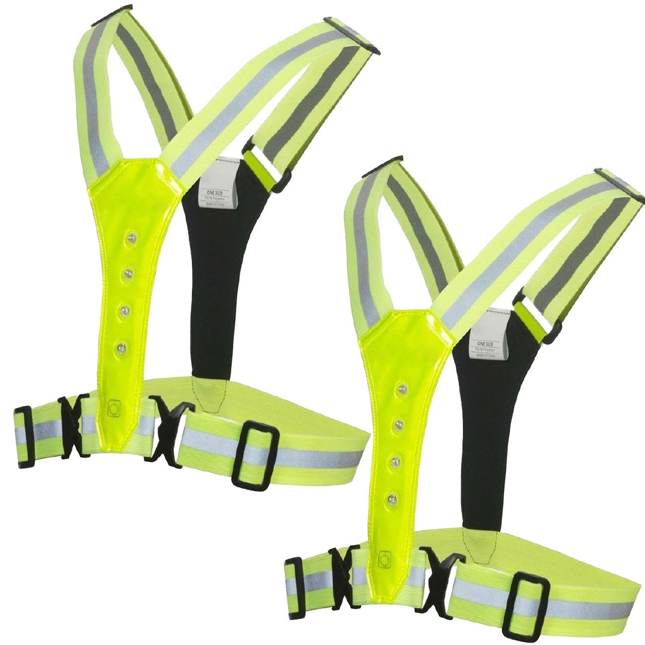 BENSON Warnweste LED-Sicherheitsweste Neongelb, 3 Leuchtmodi Reflektor-Gürtelweste (2-tlg., 1er-Set & 2er-Set) Verstellbare LED-Sicherheitsweste 130g 3 Leuchtmodi für Outdoor-Sport
