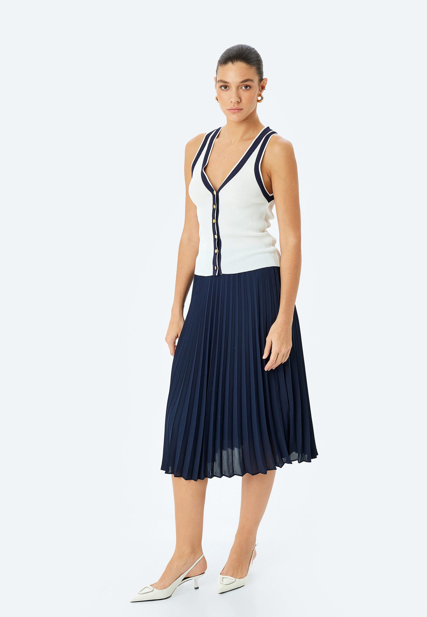 Koton Sommerrock Midi Länge Schmales Plissee Sommerrock günstig online kaufen