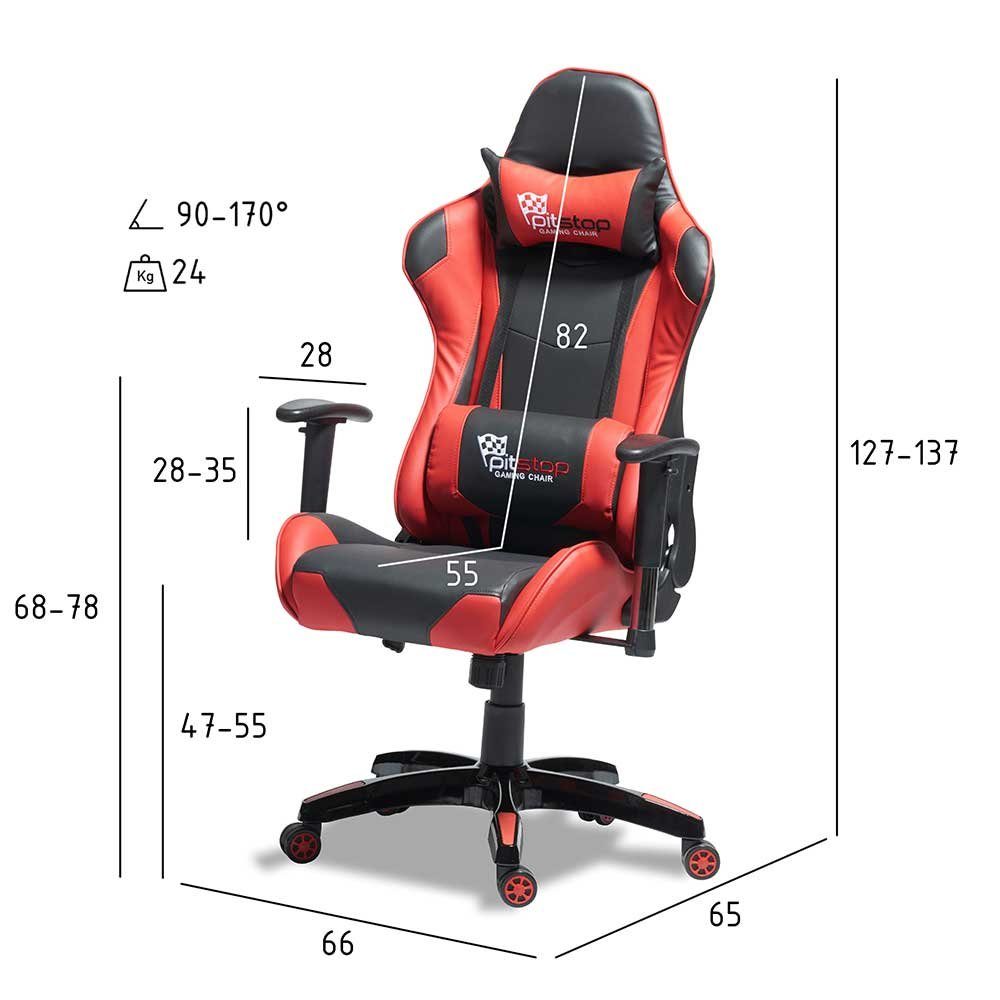 Wevena, mit Pharao24 mit Rollen, mit höhenverstellbar, Armlehnen, ergonomisch höhenverstellbar, verstellbaren Gaming-Stuhl Rollen,