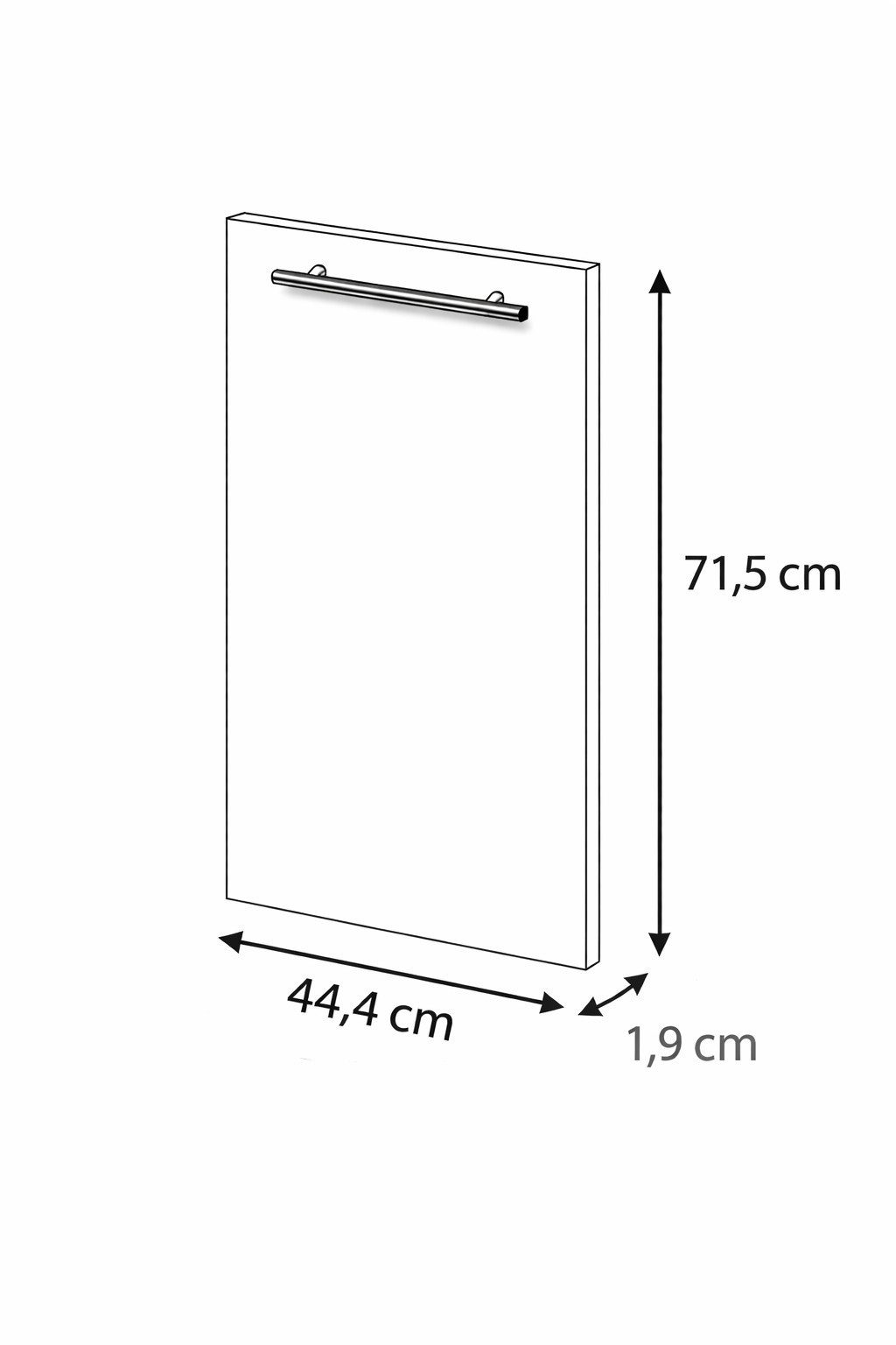 Möbelhandel Klipenstein Frontblende 45er/60er Geschirrspülfront, vollintegriert, 19 mm Span, Weiß matt, 715x594, 715x444