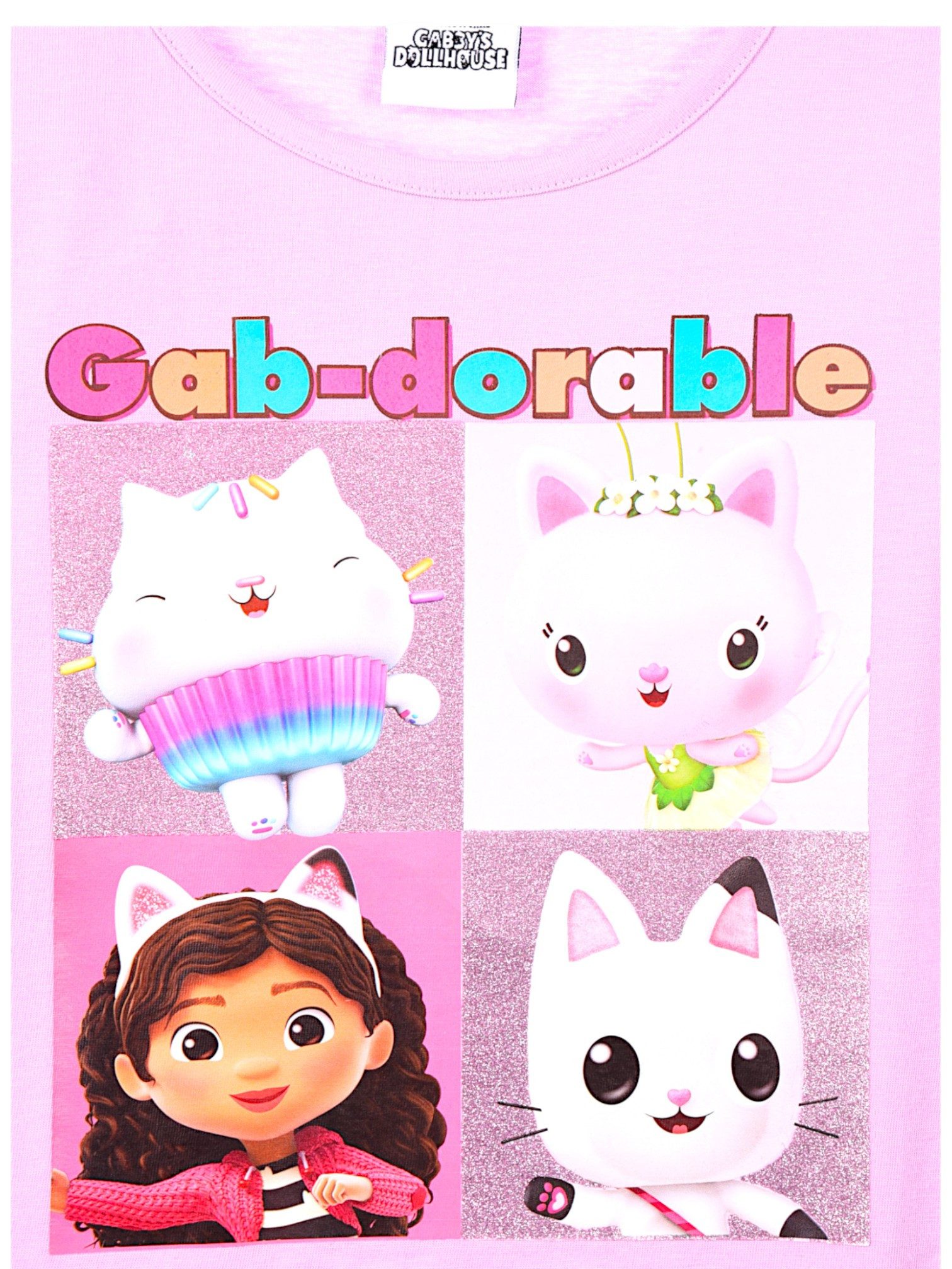 Dreamworks Gabby’s Dollhouse Langarmshirt Gab-dorable Mädchen Shirt aus Baumwolle mit Glitzer Gr. 98 - 128 cm