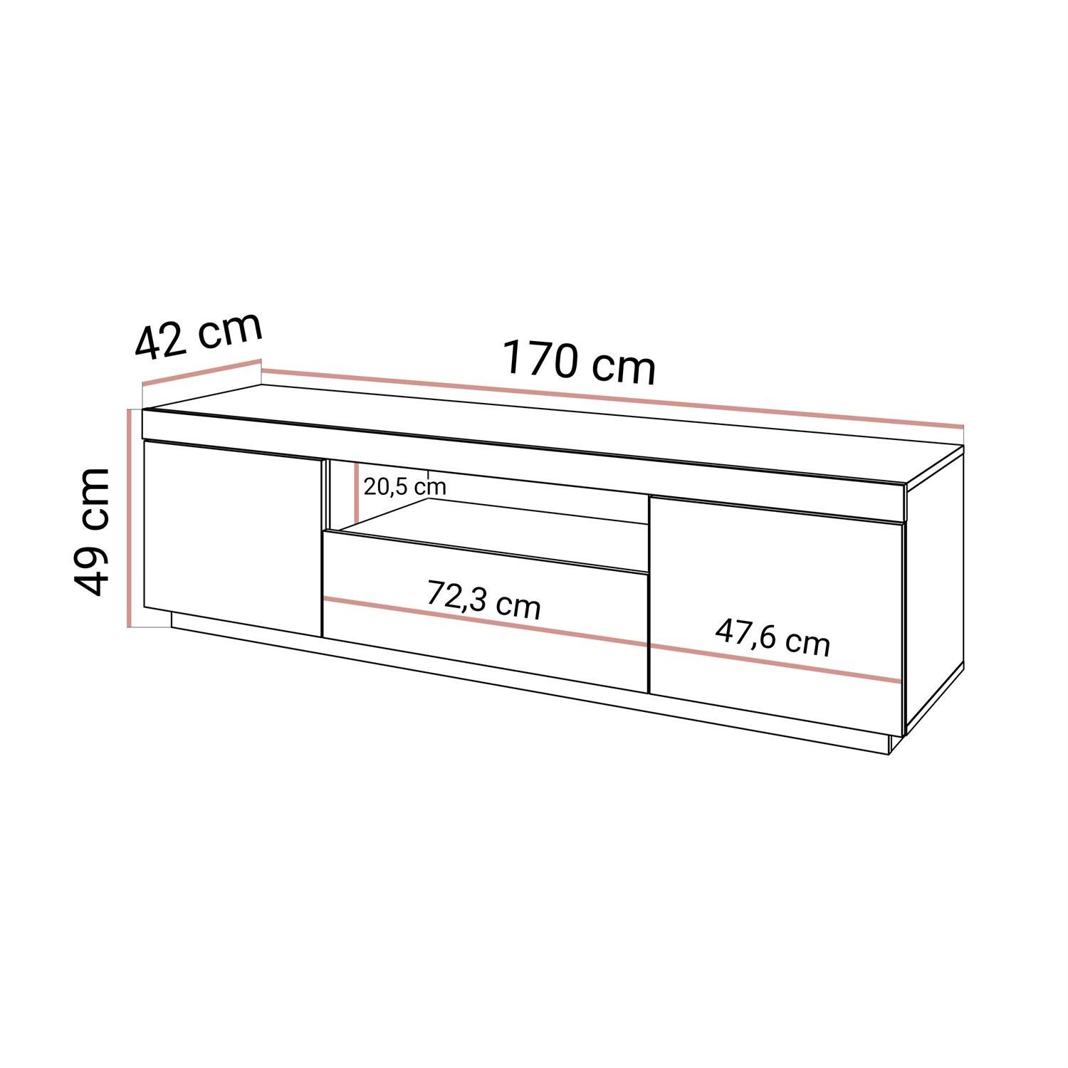 ALLHOUSE24 TV-Schrank WIXI - Wotan Eiche - Front-Weiß oder Schwarz TV-Board günstig online kaufen