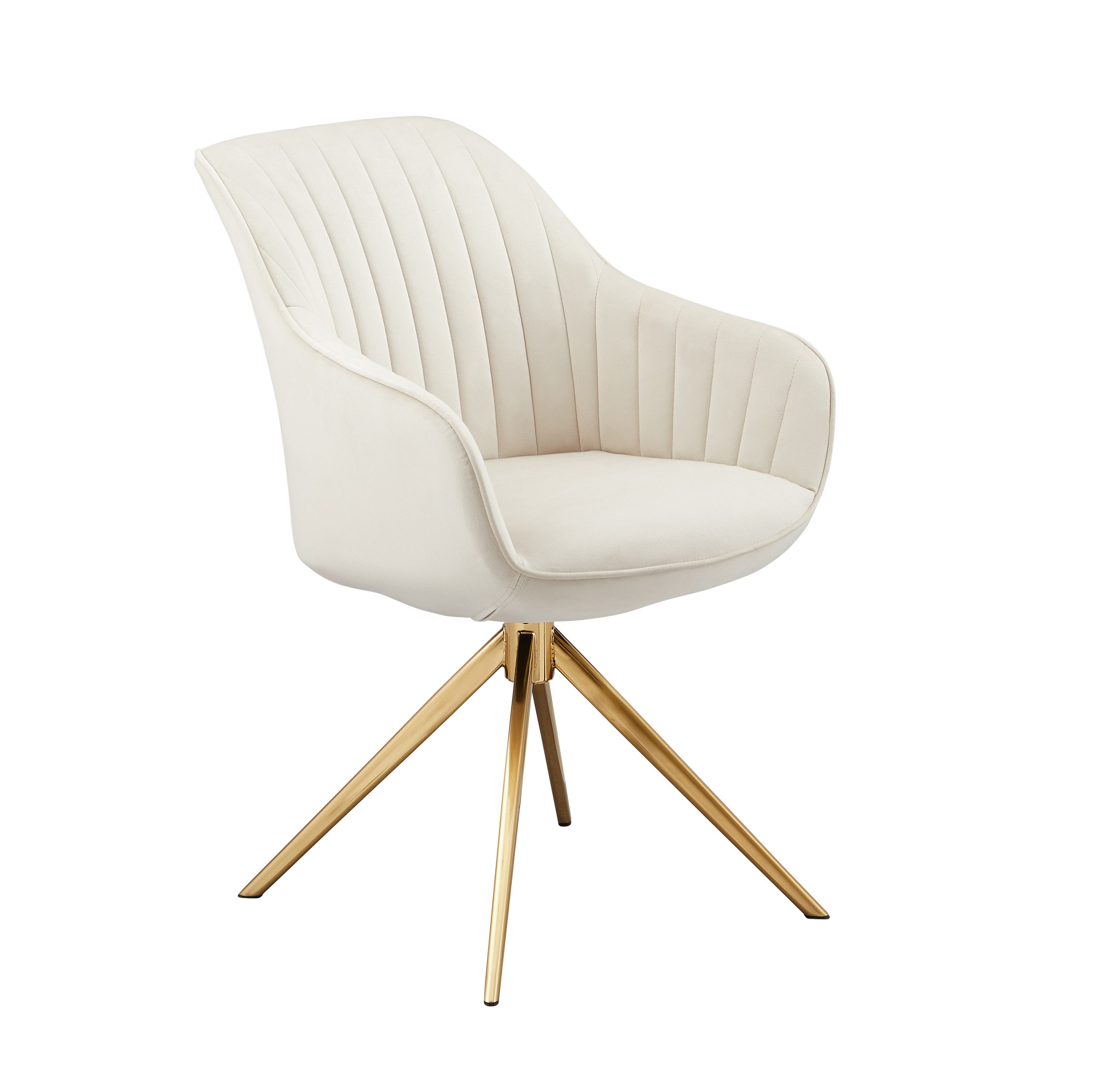 Art Leon Esszimmerstuhl CC001 (Esszimmerstühle Drehbar Samtstuhl Polsterstuhl mit Armlehnen Golden Metallbeine, 1 St), 360 Grad Drehbar Schreibstuhl Sitzfläche 43x42cm 1 Stück Küchestuhl