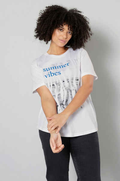 Sara Lindholm Rundhalsshirt T-Shirt Classic Fit Print mit Schrift Rundhals