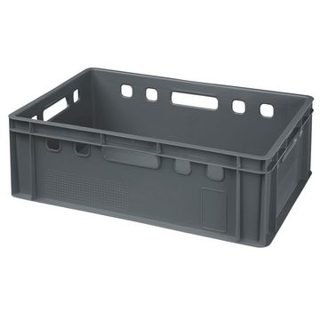 Logiplast Transportbehälter 4 Stück E2-Kisten grau mit Deckel in grau, (Spar-Set, 4 Stück), Lebensmittelecht, leicht zu reinigen, stapelbar