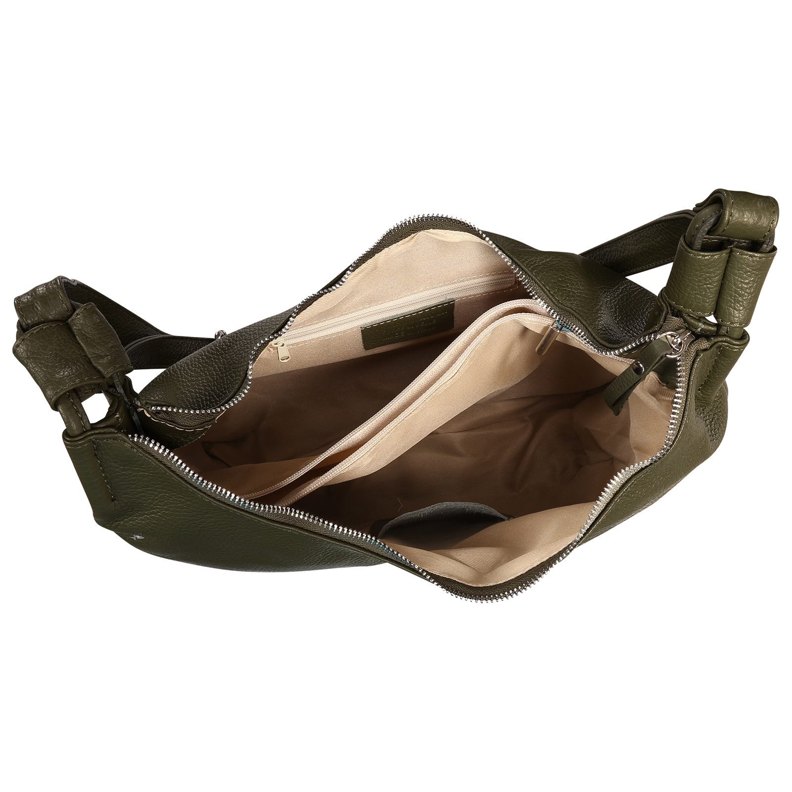 Toscanto Umhängetasche Toscanto Tasche dunkelgrün, olivgrün (Umhängetasche), Damen Umhängetasche Leder, dunkelgrün, olivgrün ca. 43cm x ca. 27cm
