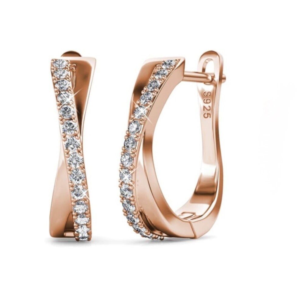 ROUGEMONT Paar Creolen Luxuriöse Damen Creolen Ohrringe 925 Silber 18K Gold, Echtschmuck