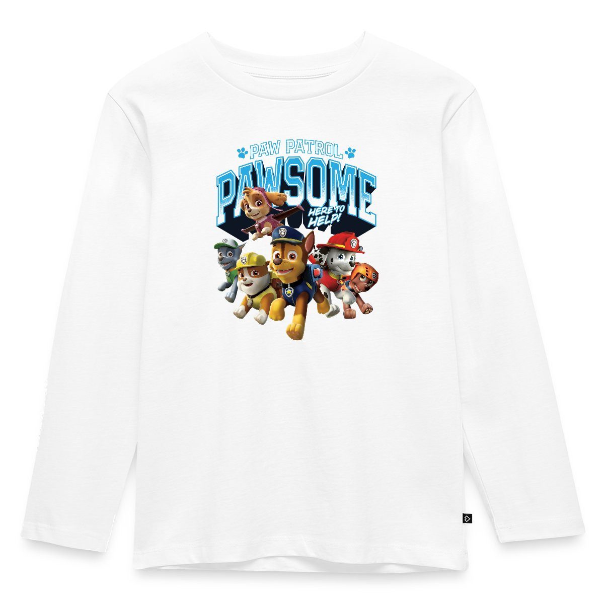 T-Shirt Paw Patrol Pawsome Here To Help Spruch Blau Kinder Premium Langarmshir