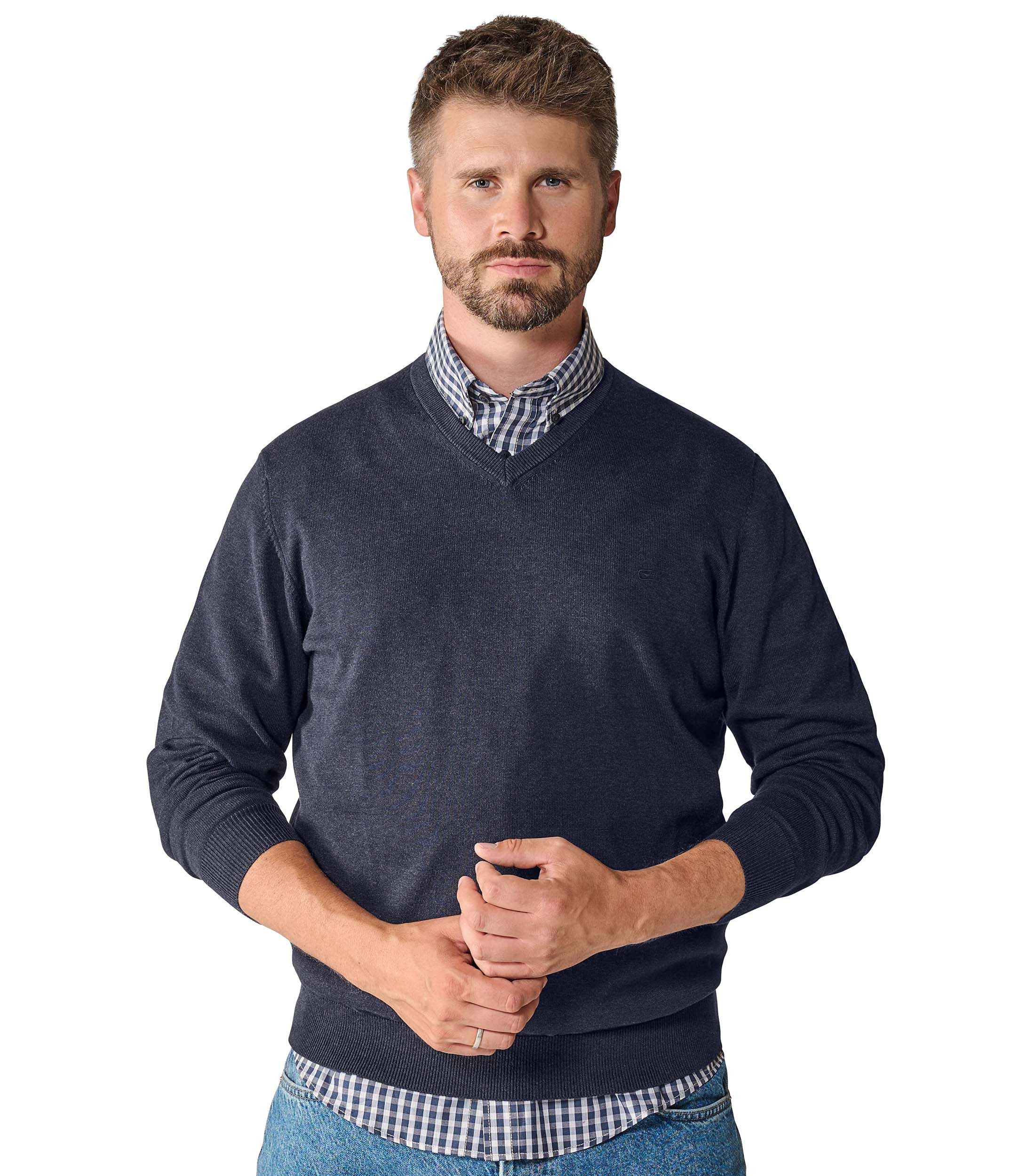 CASAMODA Strickpullover Pullover Baumwolle / V-Ausschnitt / Unifarben