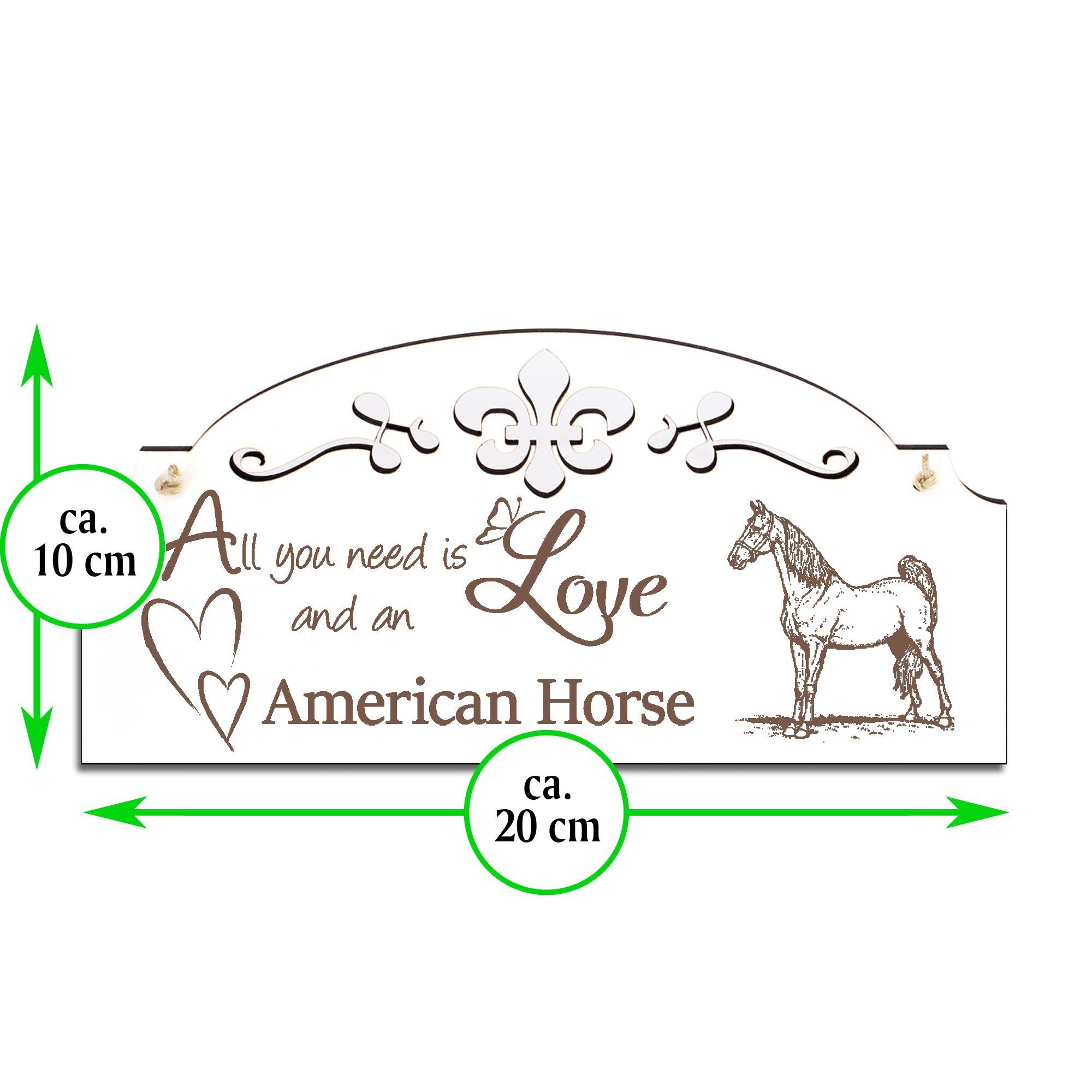 All 20x10cm you Dekolando Pferd Deko American Hängedekoration Love is need