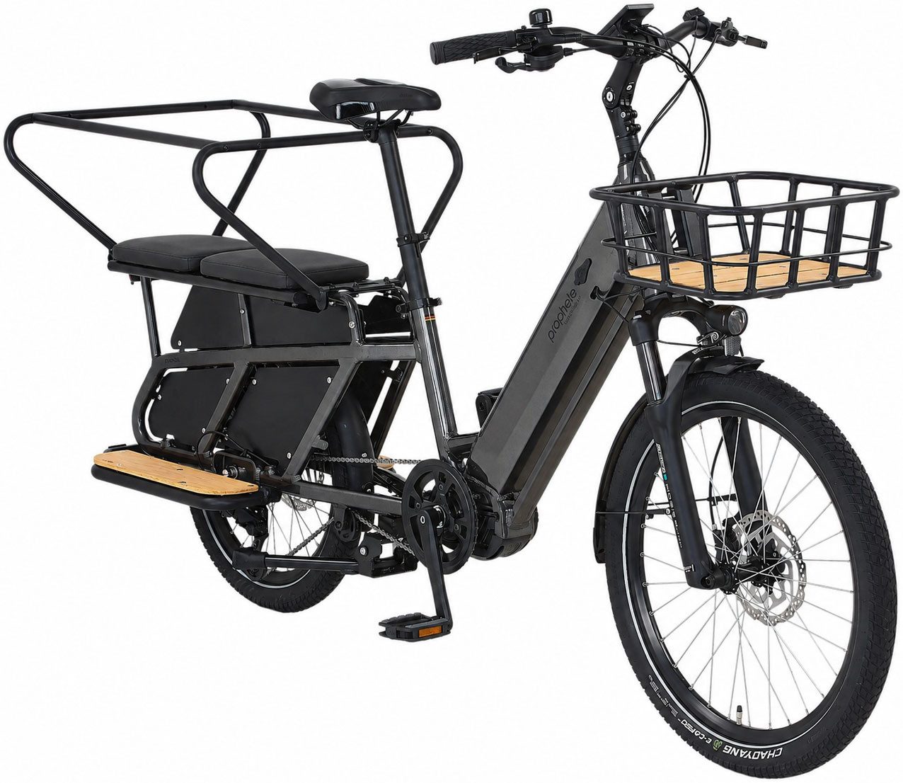 Prophete E-Bike Lastenrad Longtail - Urbanicer 4.0 inkl. 2 Sitzpolster, 9 Gang Shimano Cues Schaltwerk, Kettenschaltung, Mittelmotor, 720 Wh, Heck-Gepäckträger bis 80kg Zuladung, 10 Jahre Garantie auf den Rahmen