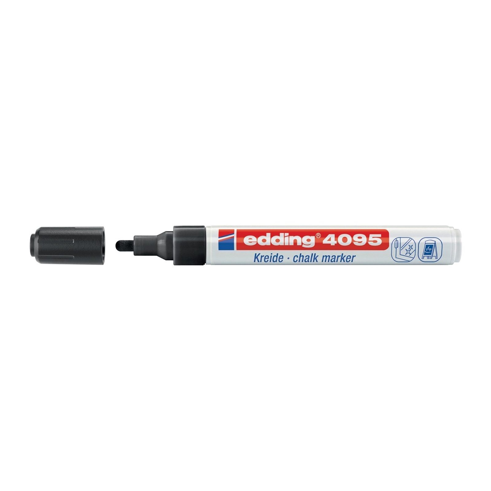 edding Kreidemarker Kreidemarker Rundspitze 2-3 mm edding 4095, (Stück, 1-tlg), Kreidestift Fensterstift Schwarz