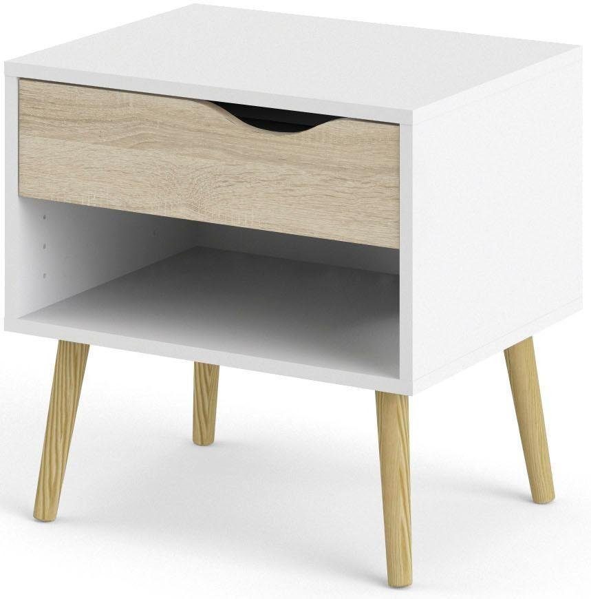 Home affaire Nachttisch Oslo Nachtkommode, Nachtschrank, Beistelltisch, 1 Schublade, 1 offenes Fach, Breite 50 cm, Höhe 50 cm – Bild 4 von 5