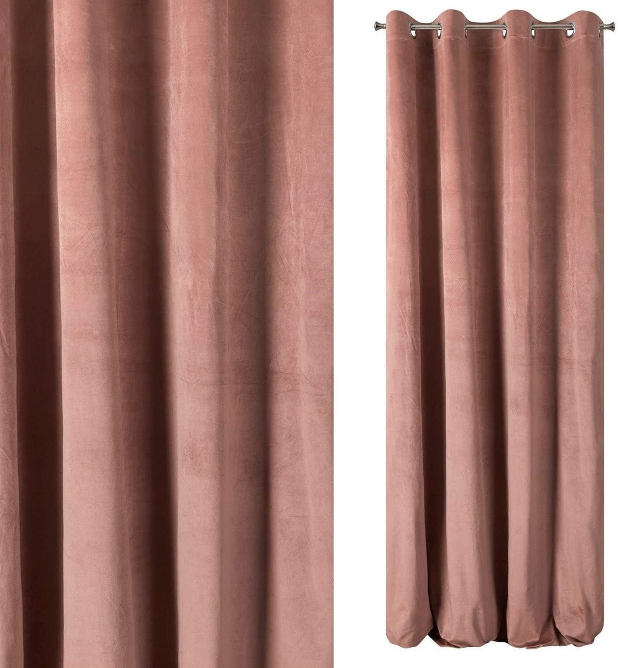 Eurofirany Vorhang VELLIS dunkelrosa 140x250 cm Velvet Ösen