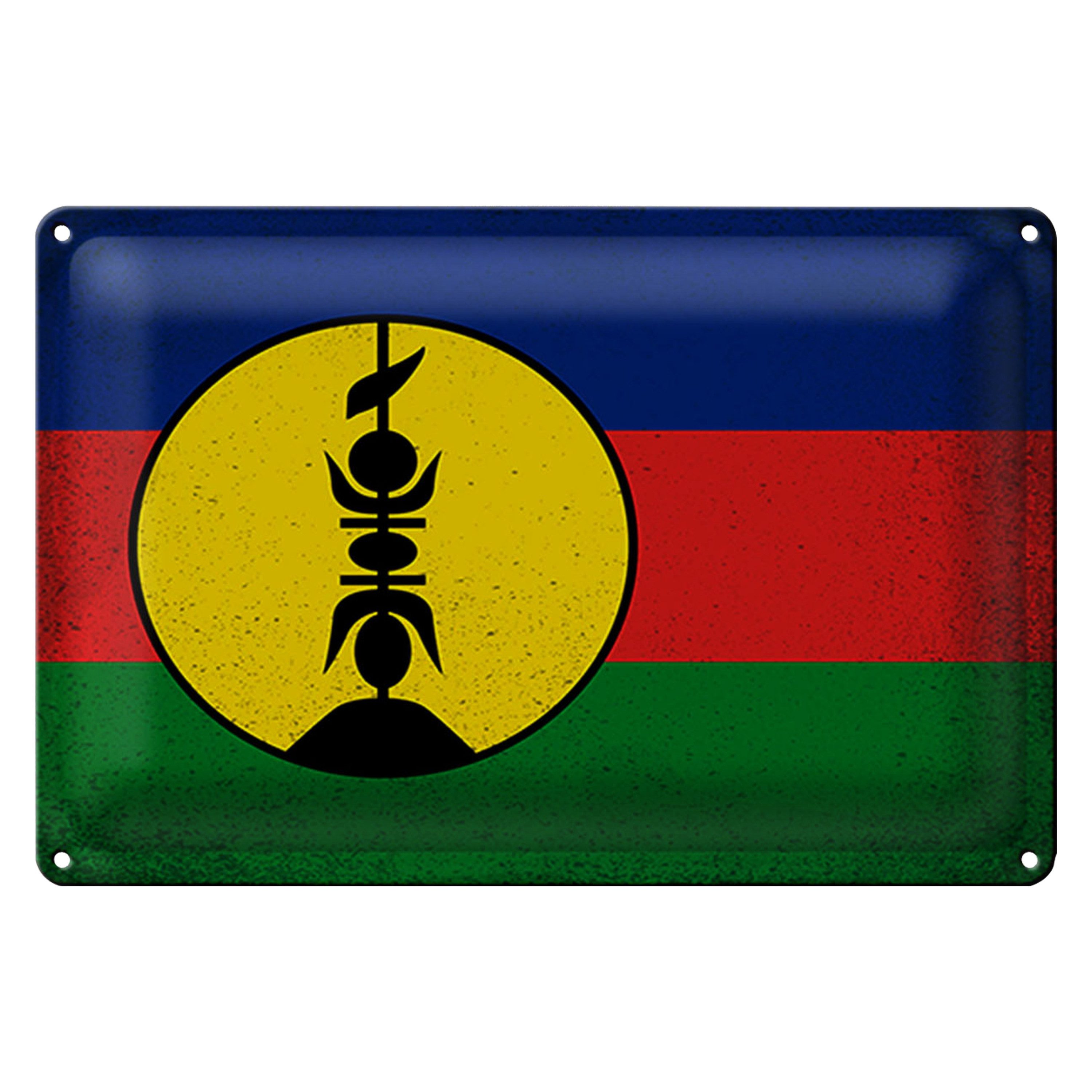 Roomando Metallschild Blechschild Flagge Neukaledonien 30x20cm Flag Vintage