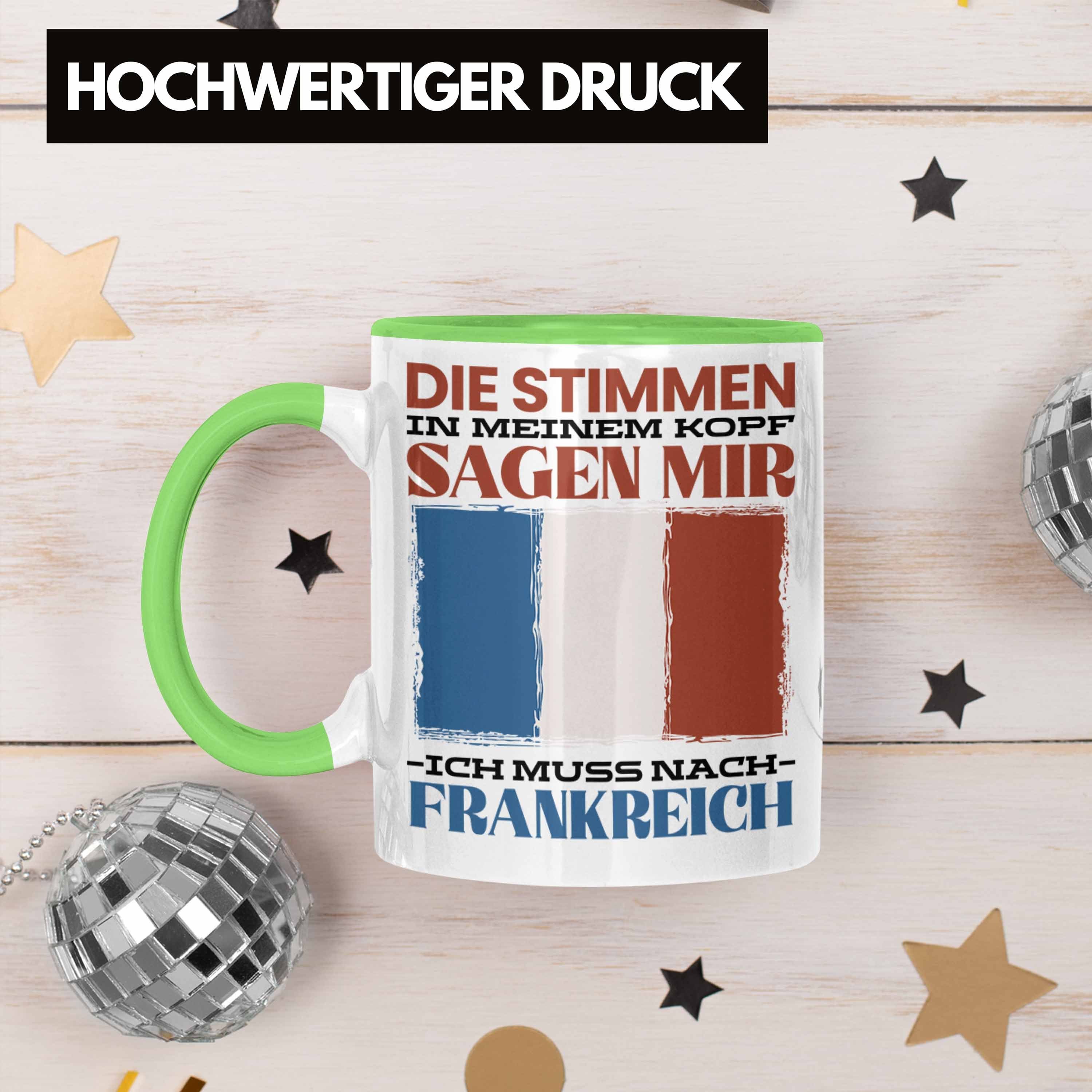 Trendation Tasse Geschenk Heimat Frankreich Spruch Grün France Franzose Geschen Urlaub Tasse