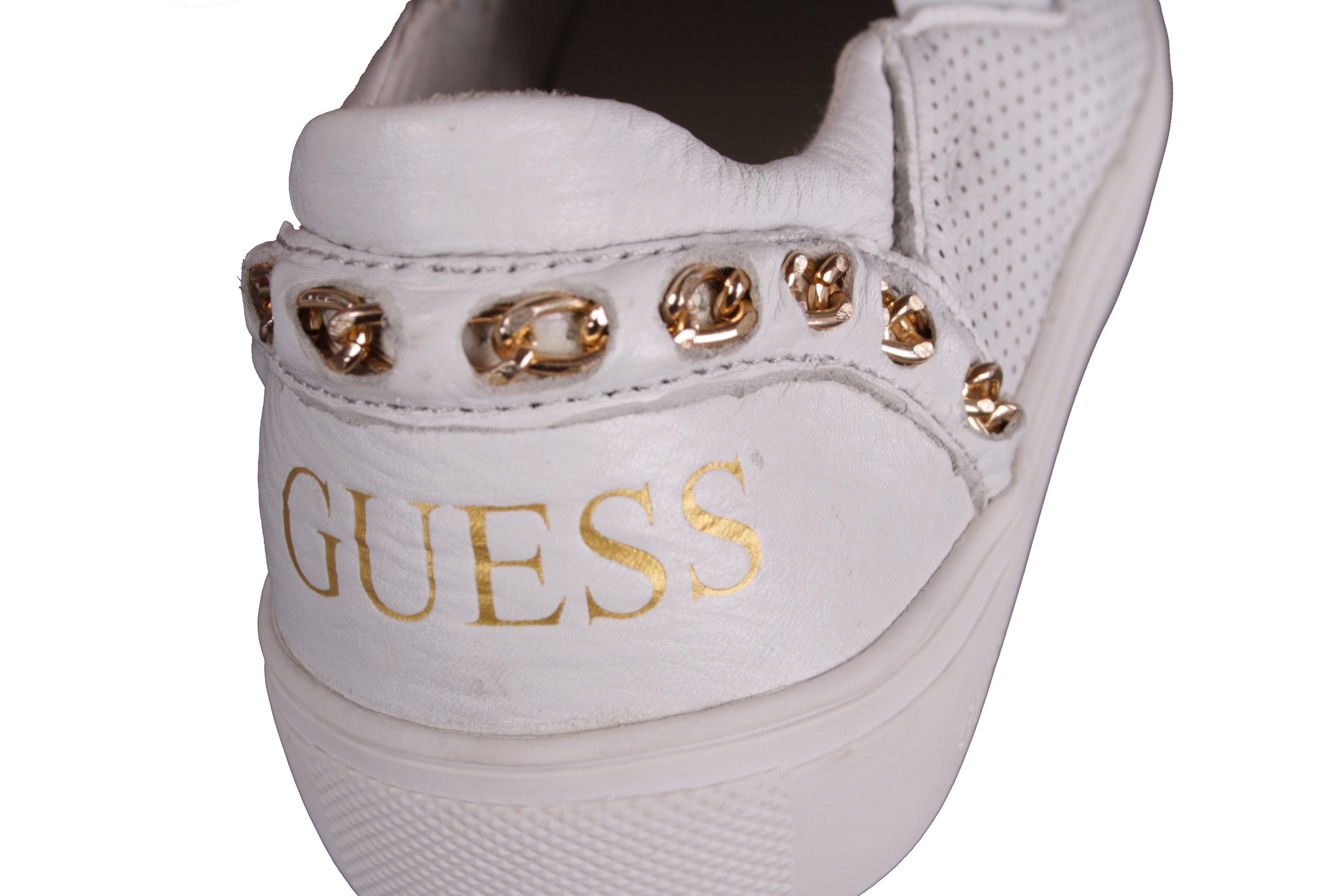Guess Damen Schlüpfschuhe Slipper Leder Weiß #758(EUR 37) Schnürschuh
