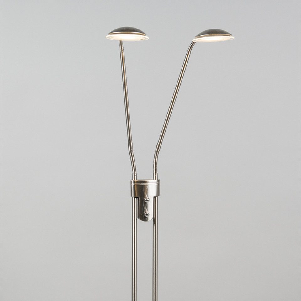 Qazqa Stehlampe Eva, Dimmbar, LED fest integriert, Extra-Warmweiß, QAZQA Stehlampe, integrated, Stahl, Stahl, Modern