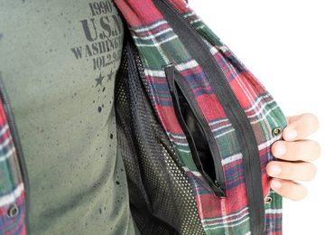 BRUBAKER Protektorenhemd Motorradhemd mit Schutzfutter aus Aramid - Protektorentaschen (Sicherheitshemd für Motorradfahrer, 1-tlg., Schottenkaro, in Holzfäller Optik), Motorrad Biker Flanell Hemd Tartan