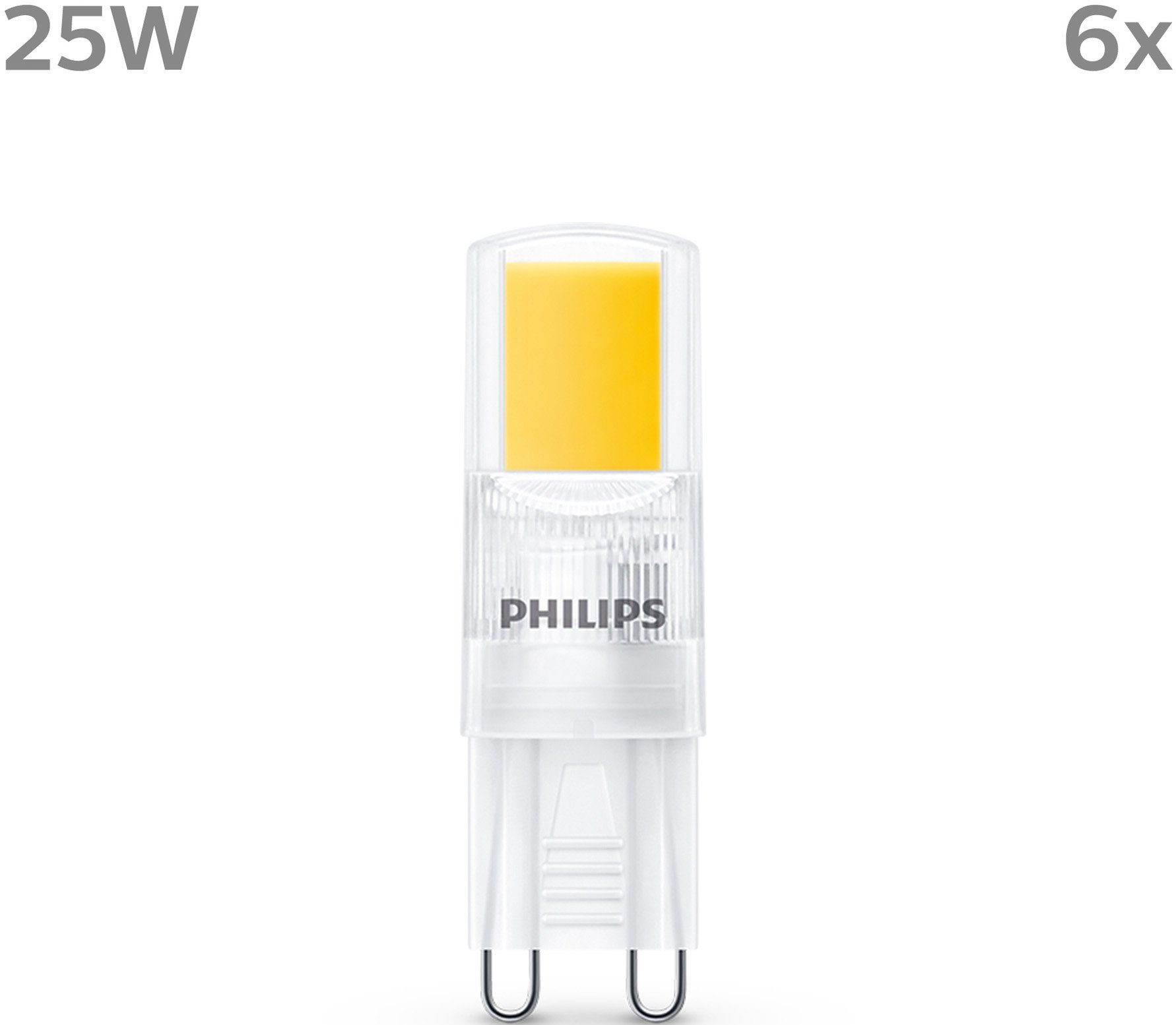 Philips LED-Leuchtmittel LED Standard 6er Warmweiß G9, 25W non-dim P, Warmweiß Brenner G9