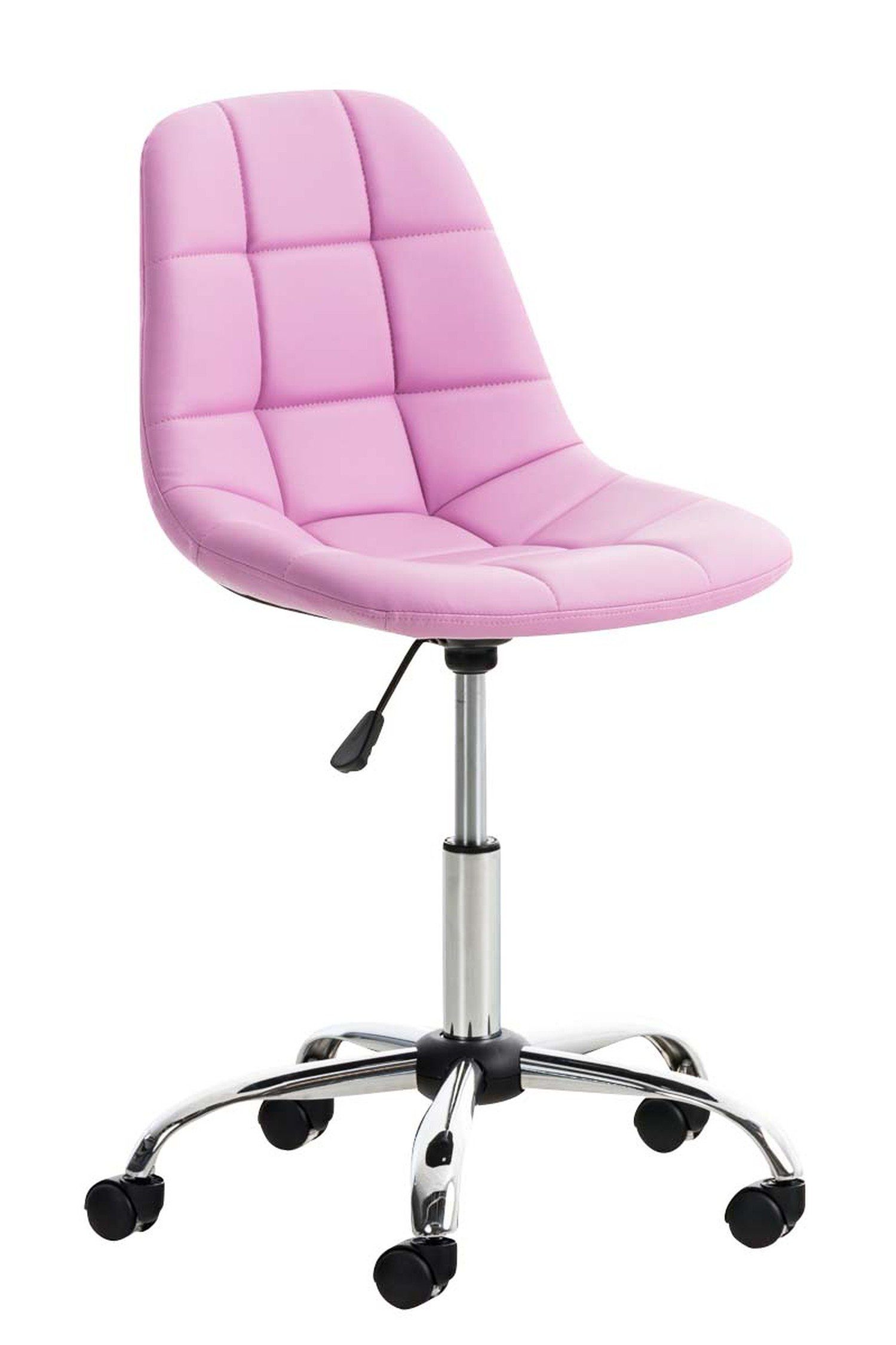 TPFLiving Bürostuhl Emily mit bequemer Rückenlehne - höhenverstellbar und 360° drehbar (Schreibtischstuhl, Drehstuhl, Chefsessel, Konferenzstuhl), Gestell: Metall chrom - Sitzfläche: Kunstleder pink