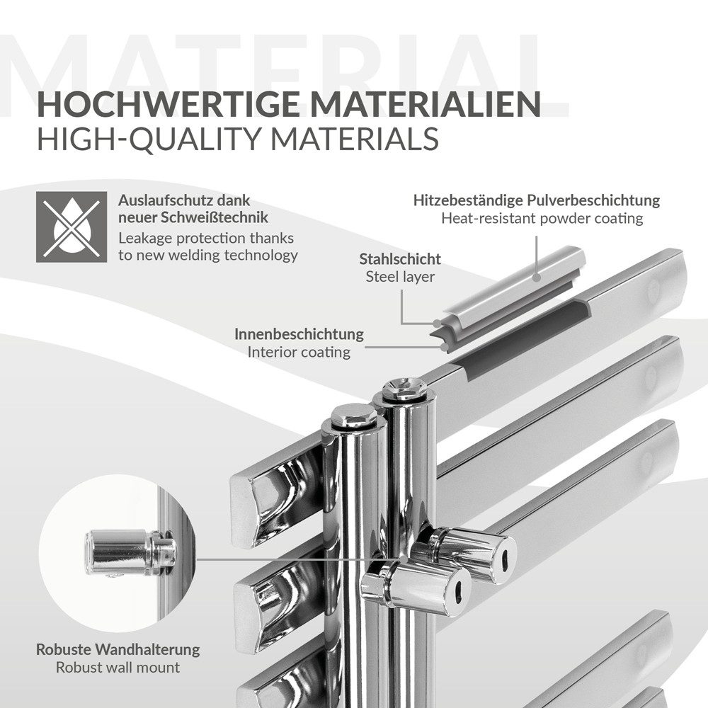 LuxeBath Badheizkörper Iron EM Heizkörper Handtuchtrockner Badezimmer Heizung für Handtücher, Design Handtuchheizkörper Handtuchwärmer Mittelanschluss Radiator