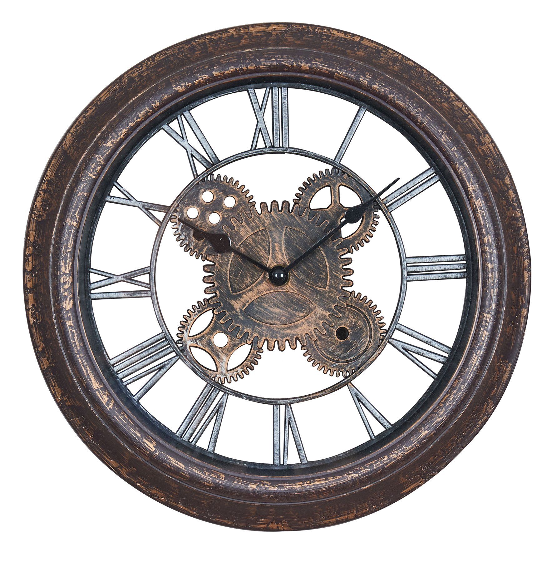 (Wanduhr Deko) Shabby Chic Kupfer Vintage Schwarz Levandeo® Uhr Zahnrad 30x30cm Wanduhr