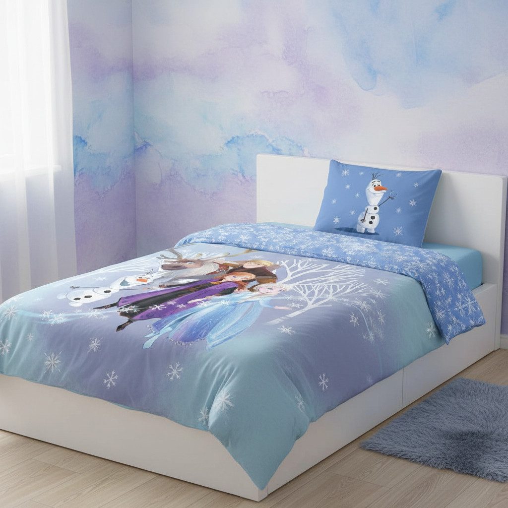Carbotex Kinderbettwäsche Disney Frozen Die Eiskönigin Bettwäsche Set 135 x 200 cm Baumwolle, 2 teilig, Langlebig – Bild 3 von 5