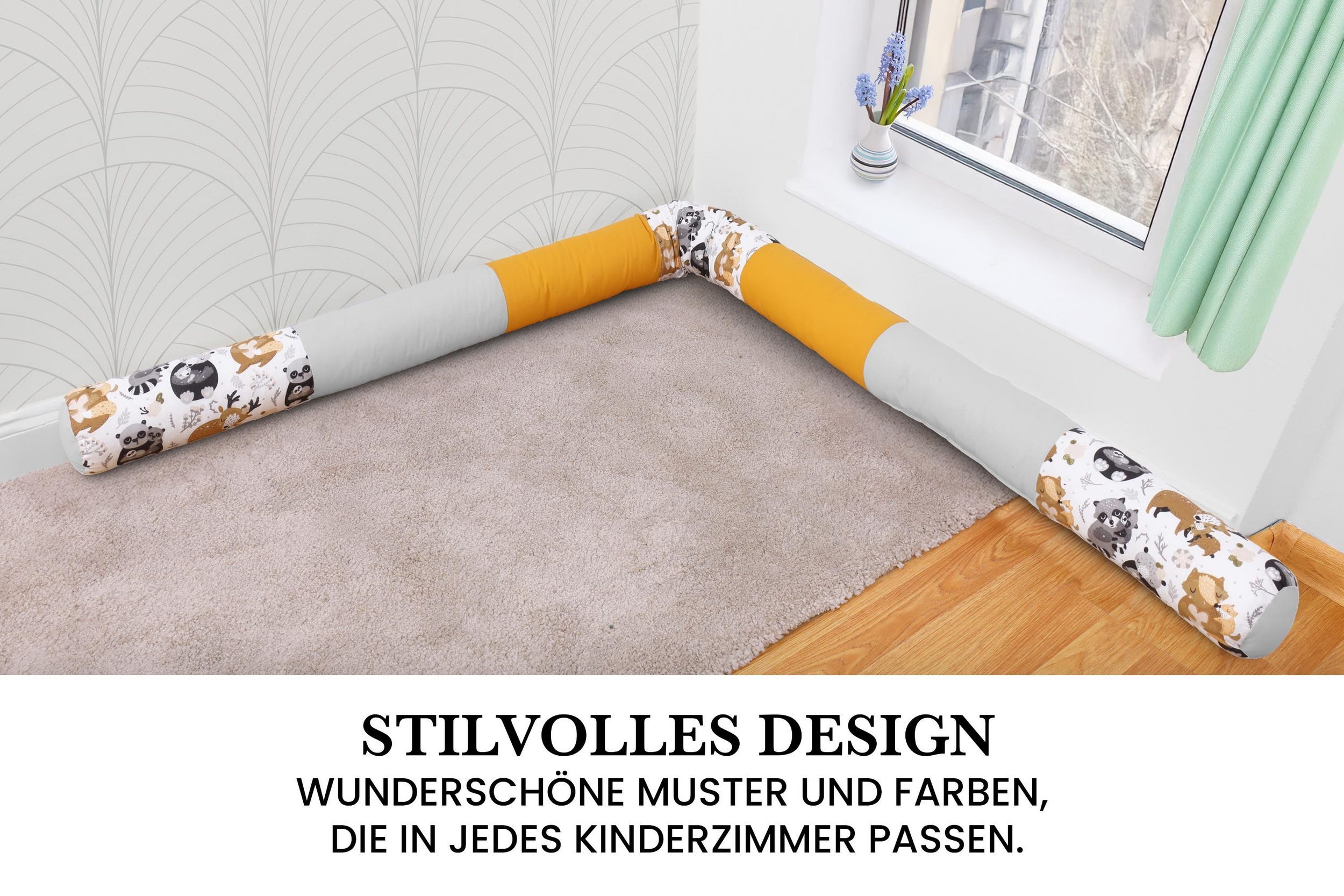 Amilian Nestchenschlange Bettschlange 210cm - Seitenschläferkissen - Nestschlangen, (Nestchenschlange für Kinderbett)