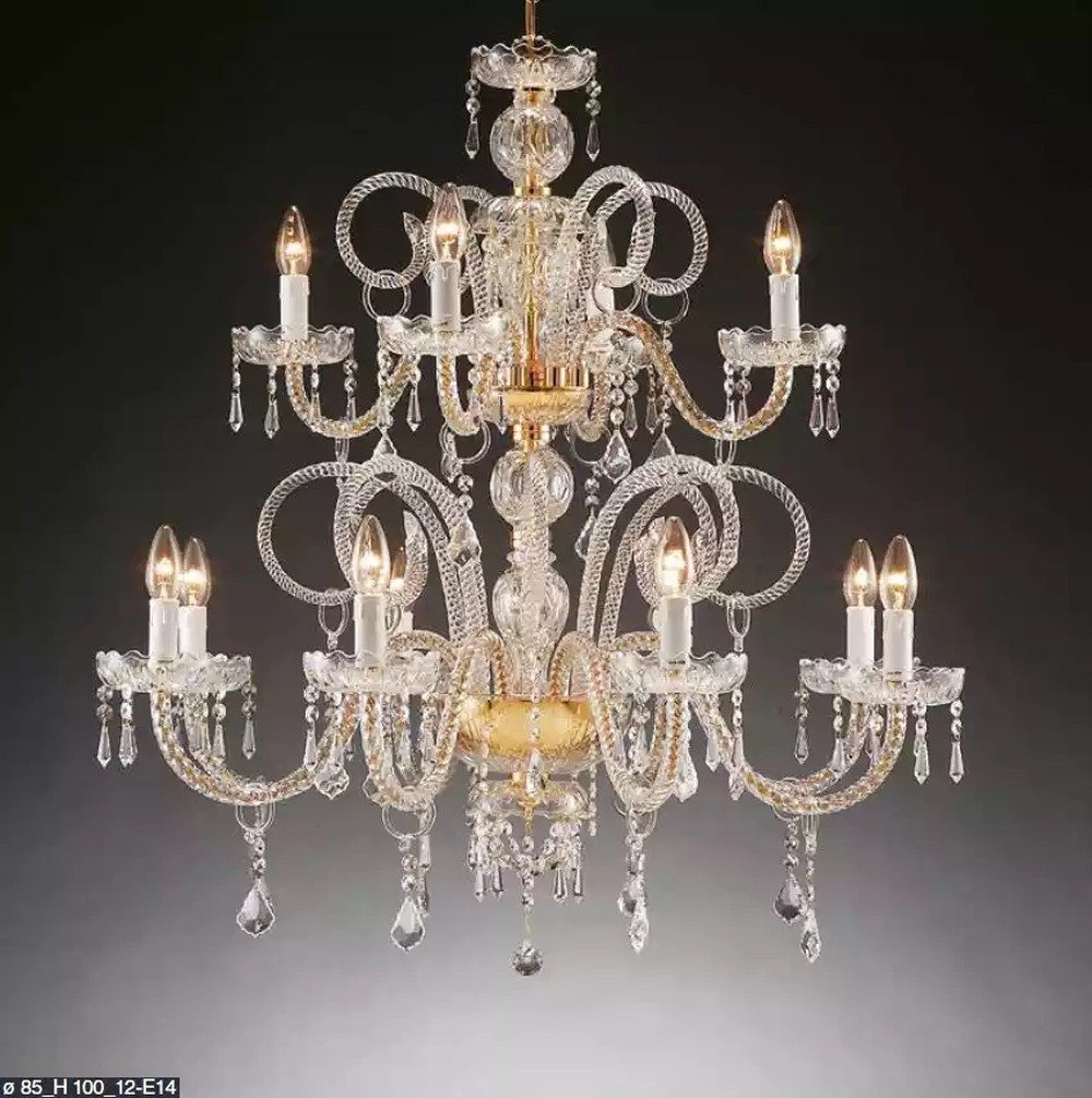 JVmoebel Kronleuchter Kristallpendelleuchte mit elegantem Design in klarer Optik, Keine Funktionen, Leuchtmittel wechselbar, Tageslichtweiß, Made in Europa