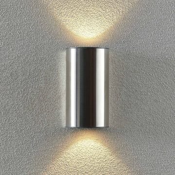 Prios LED Außen-Wandleuchte Zavallina, LED-Leuchtmittel fest verbaut, warmweiß, Modern, Aluminiumdruckguss, Edelstahl, Glas, edelstahl, dunkelgrau, 1
