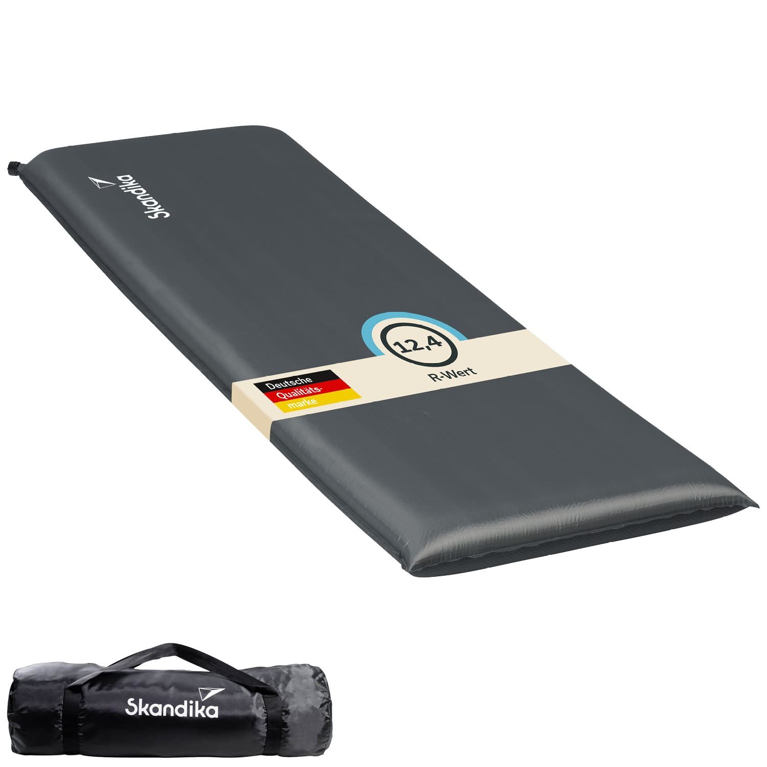 Skandika Isomatte Easy Single selbstaufblasend, Luftmatratze, Gästematratze, Camping, (Benutzergewicht 150 kg, Gewicht 3,2 kg, Kälteisolierend, Packsack), 10 cm dick, leicht, faltbar, selbstfüllender Schaumstoff, Outdoor