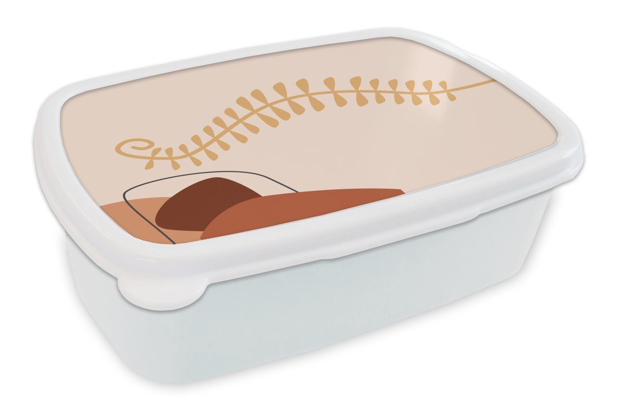 MuchoWow Lunchbox Sommer - Pflanze - Abstrakt - Pastell, Kunststoff, (2-tlg), Brotbox für Kinder und Erwachsene, Brotdose, für Jungs und Mädchen weiß