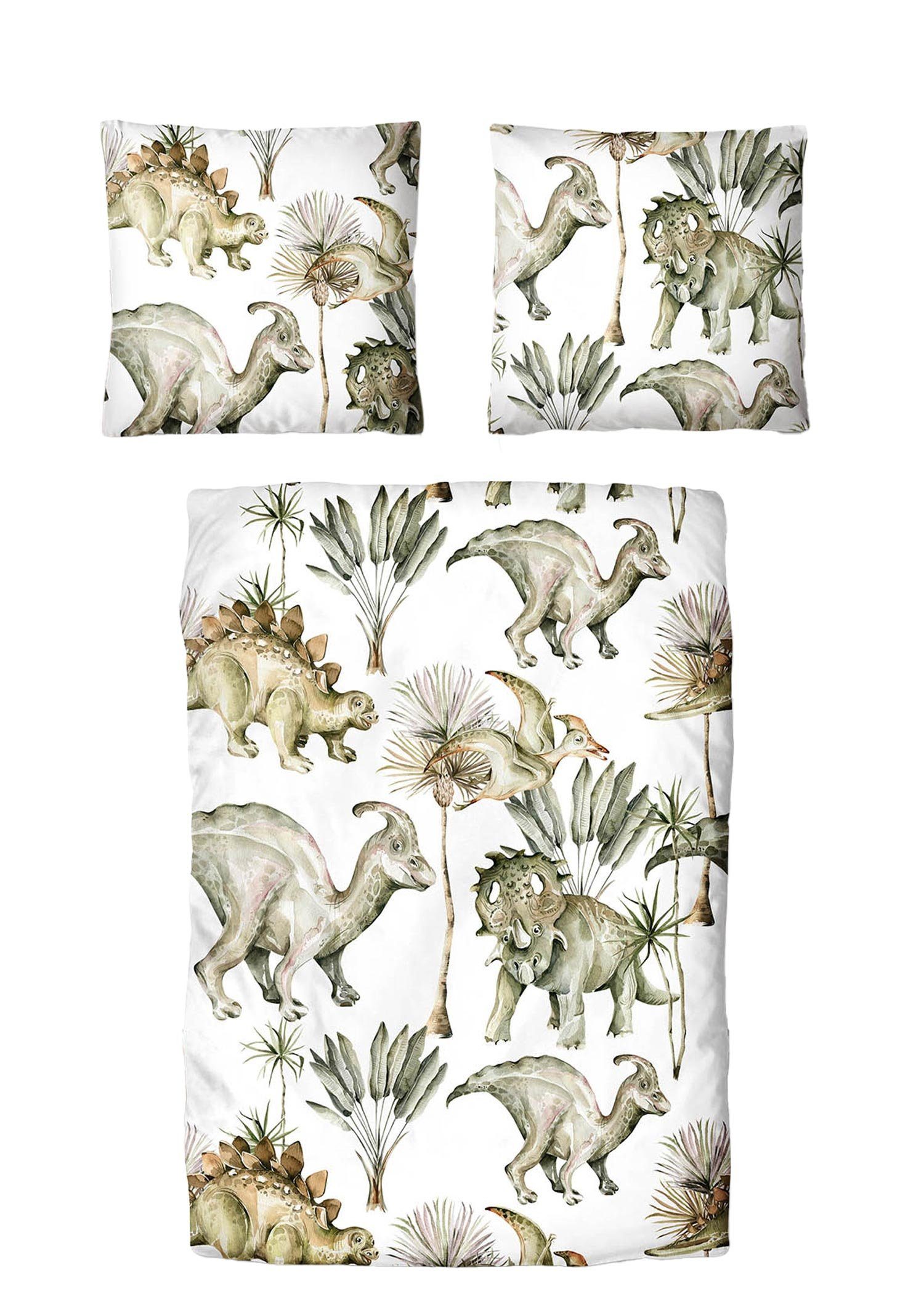 Traumschloss Bettwäsche TS Edition, Baumwolle, 2 teilig, Dinosaurier und Pf günstig online kaufen