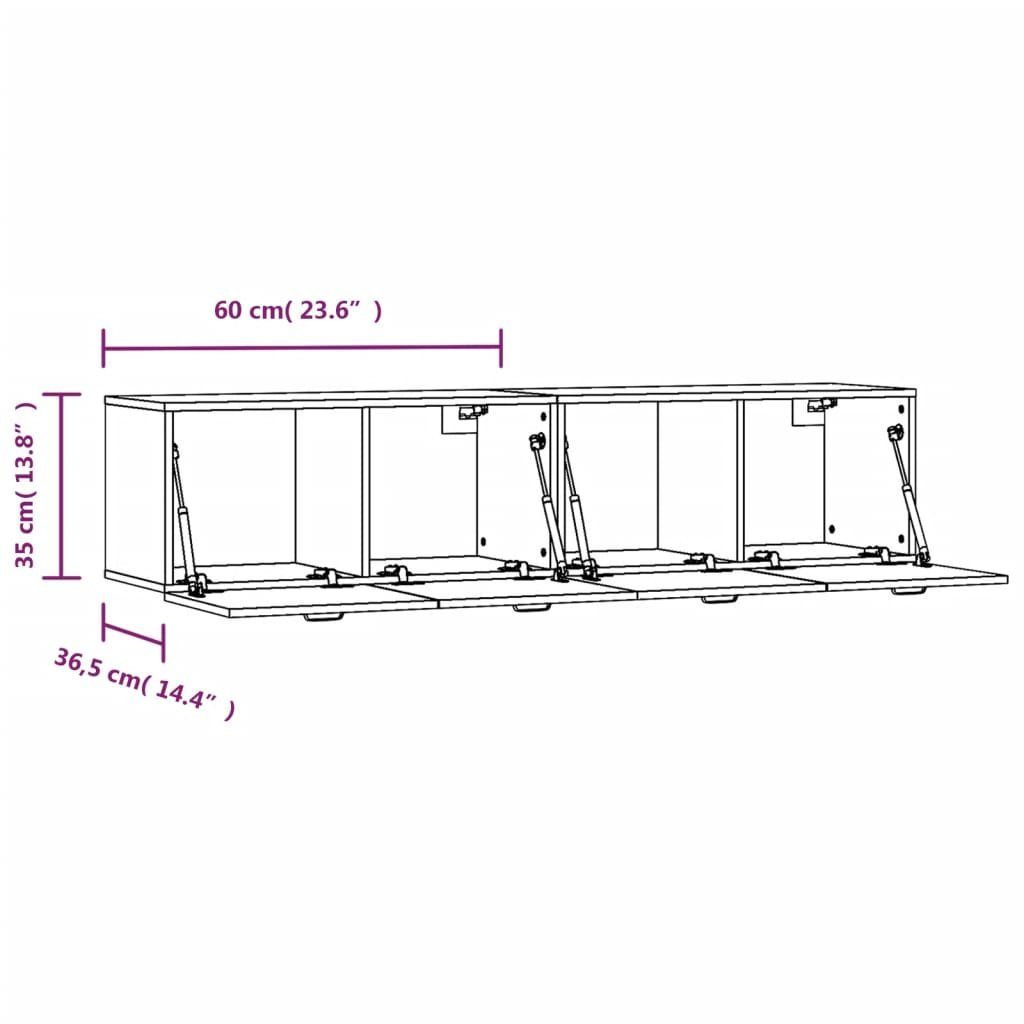 Stk. Holzwerkstoff 60x36,5x35 Fächerschrank 2 vidaXL Weiß cm (1-St) Wandschränke