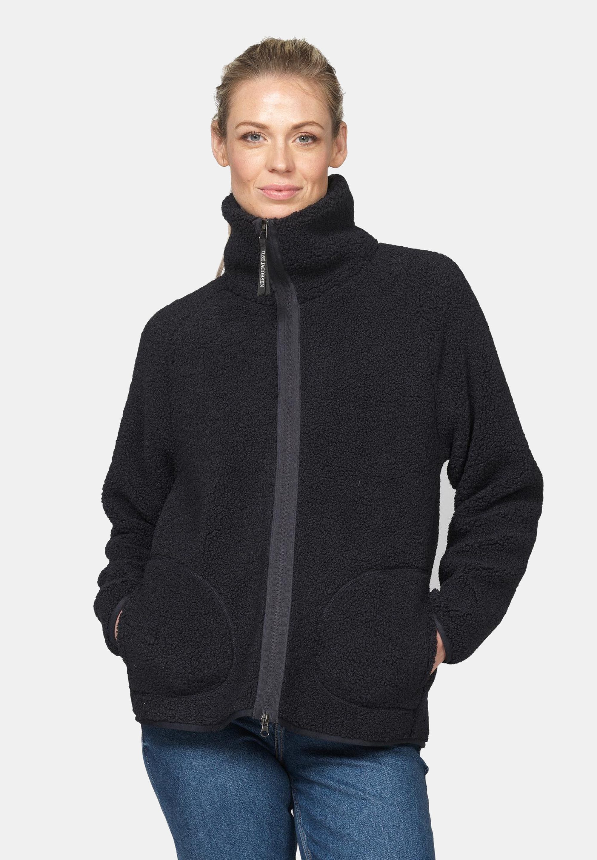Ilse Jacobsen Fleecejacke BONDEDPILE01 Flauschfleece, Grosgrain-Details, elastische Bündchen