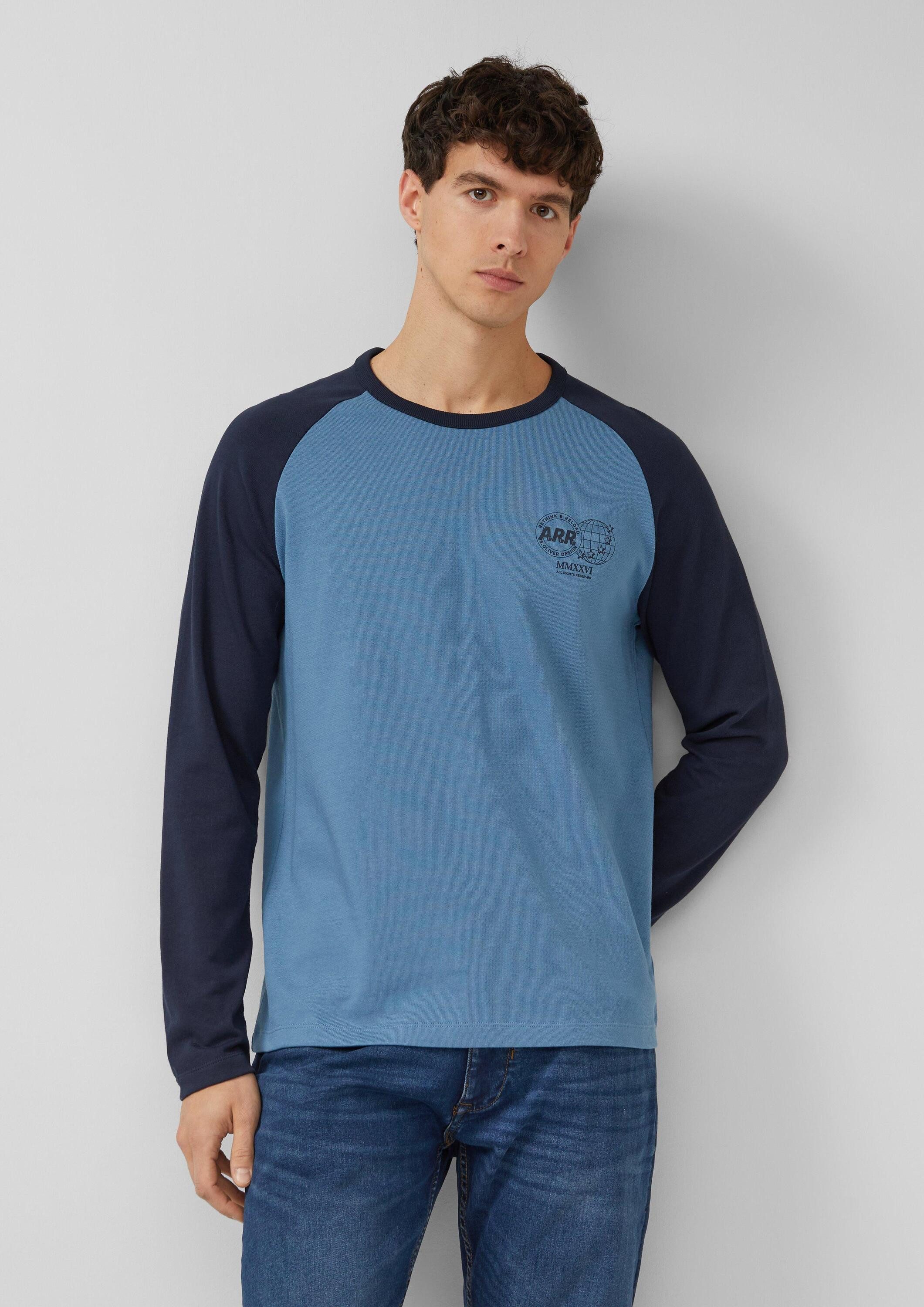 s.Oliver Sweatshirt T-Shirt Strukturiertes Raglan-Langarmshirt aus Heavy Jersey