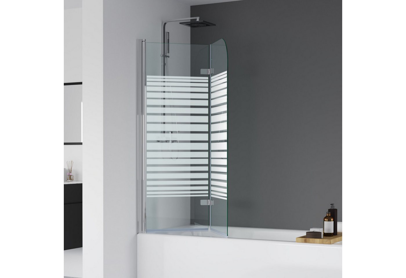 Thumbnail - IMPTS Badewannenaufsatz Duschwand für Badewanne Duschabtrennung 2 TLG 3TLG Chrome Schwarz, Nano Sicherherisglas, (Set, 2...