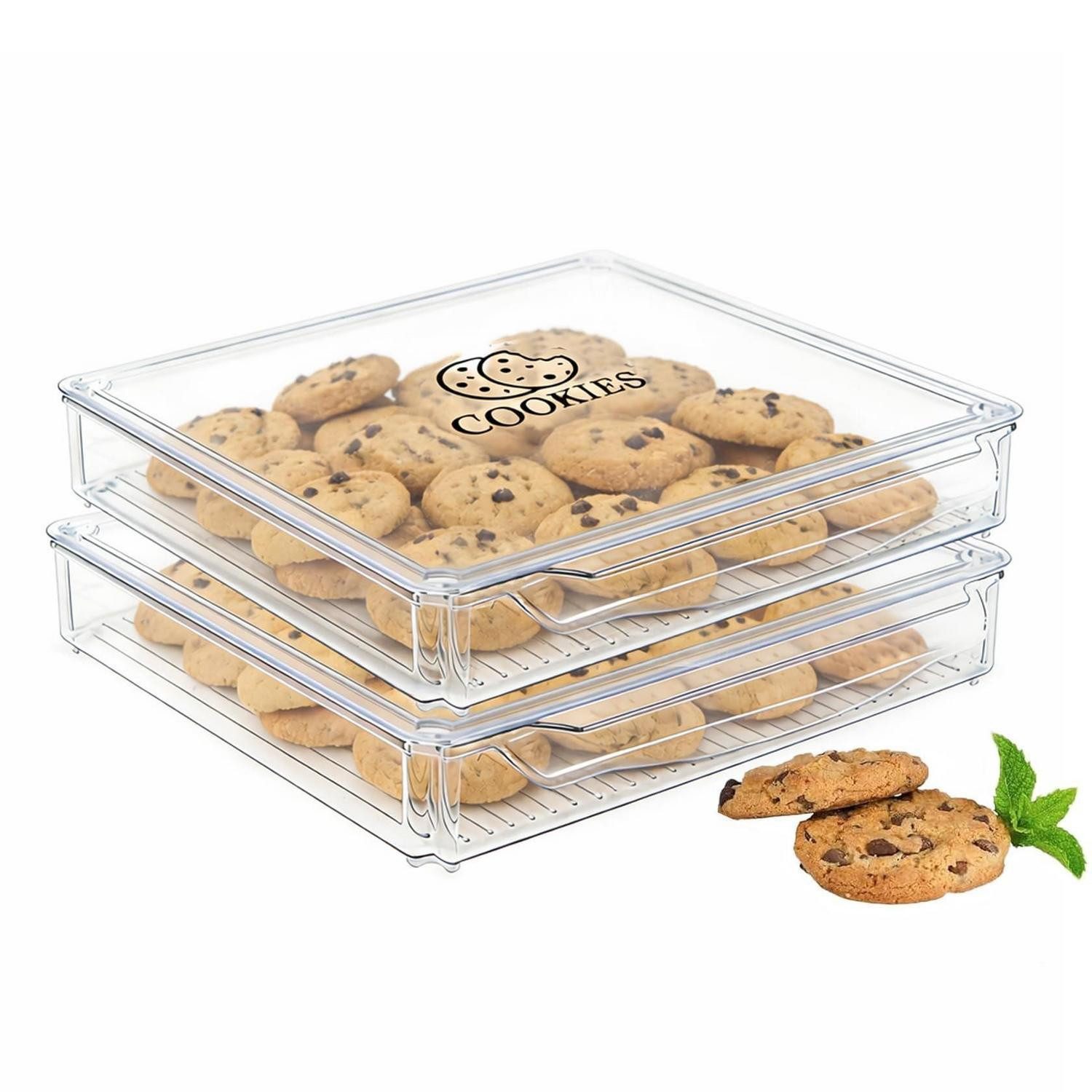 LuxusKollektion Keksdose Keksdose 2er Set quadratisch, Kunststoff